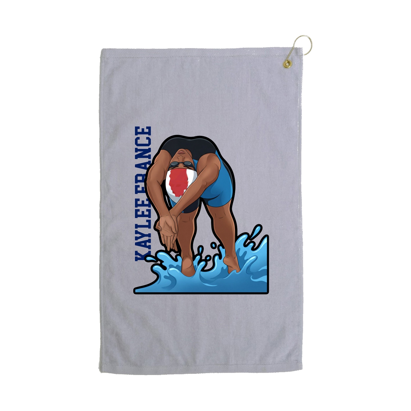 Golf Towel — Name Vertical in Grey