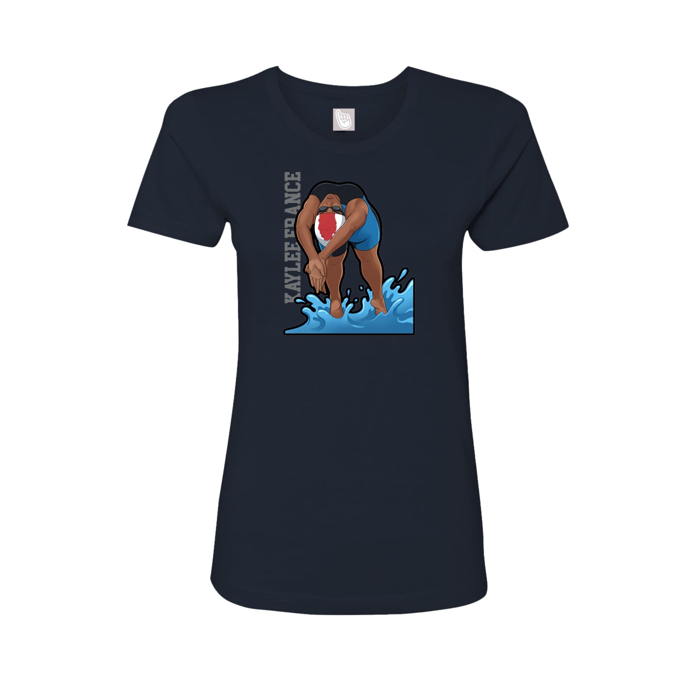 Fitted Women's Tee — Name Vertical in Navy