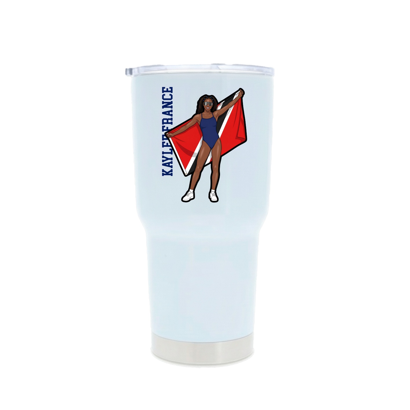 30oz Stainless Steel Tumbler — Name Vertical in White