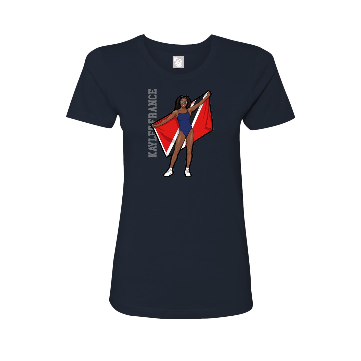 Fitted Women's Tee — Name Vertical in Navy