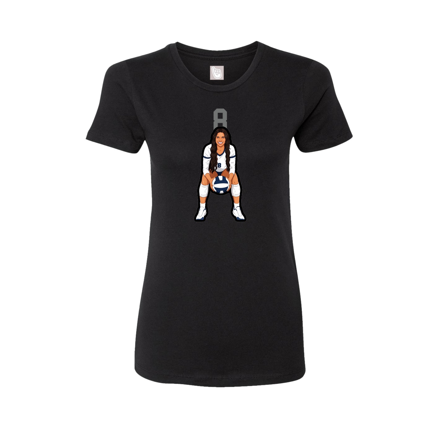 Fitted Women's Tee — Number Top in Black
