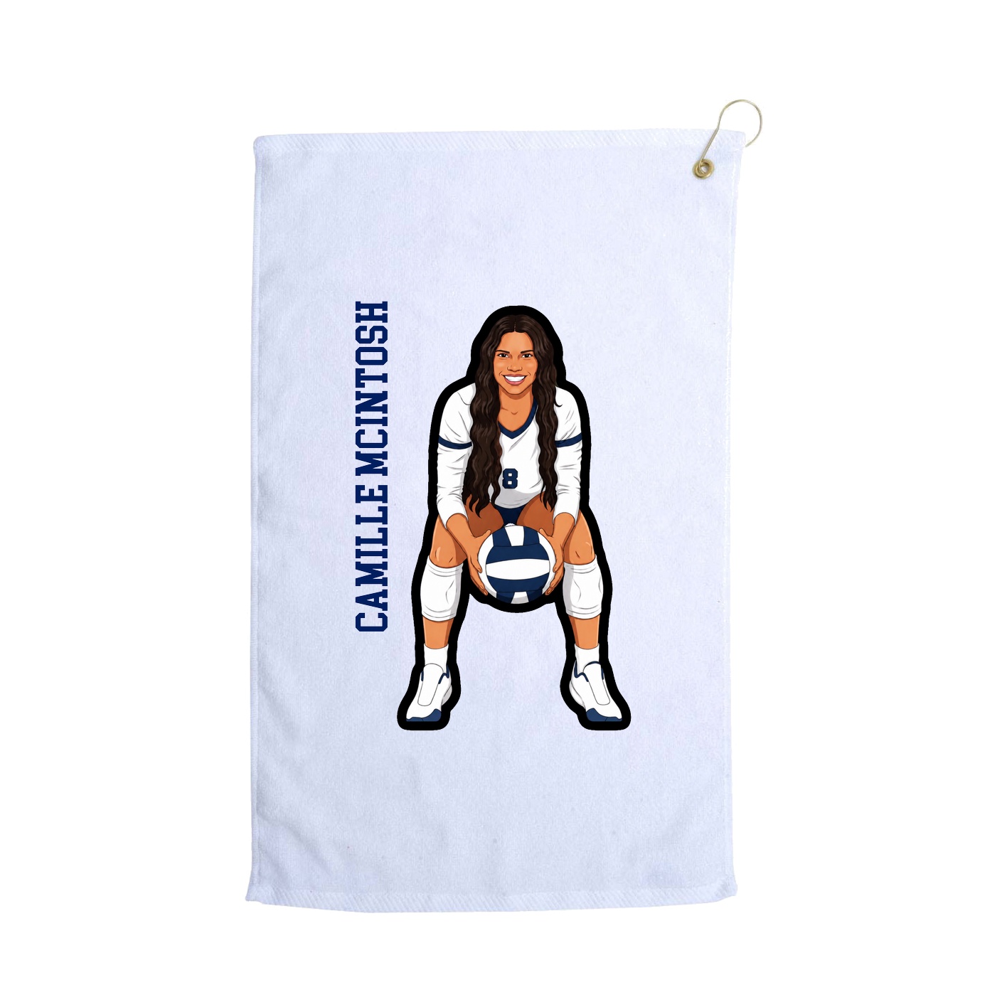Golf Towel — Name Vertical in White