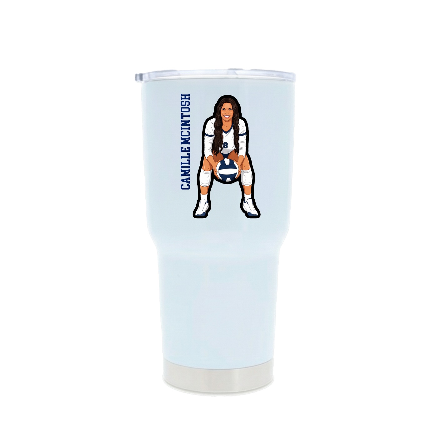 30oz Stainless Steel Tumbler — Name Vertical in White
