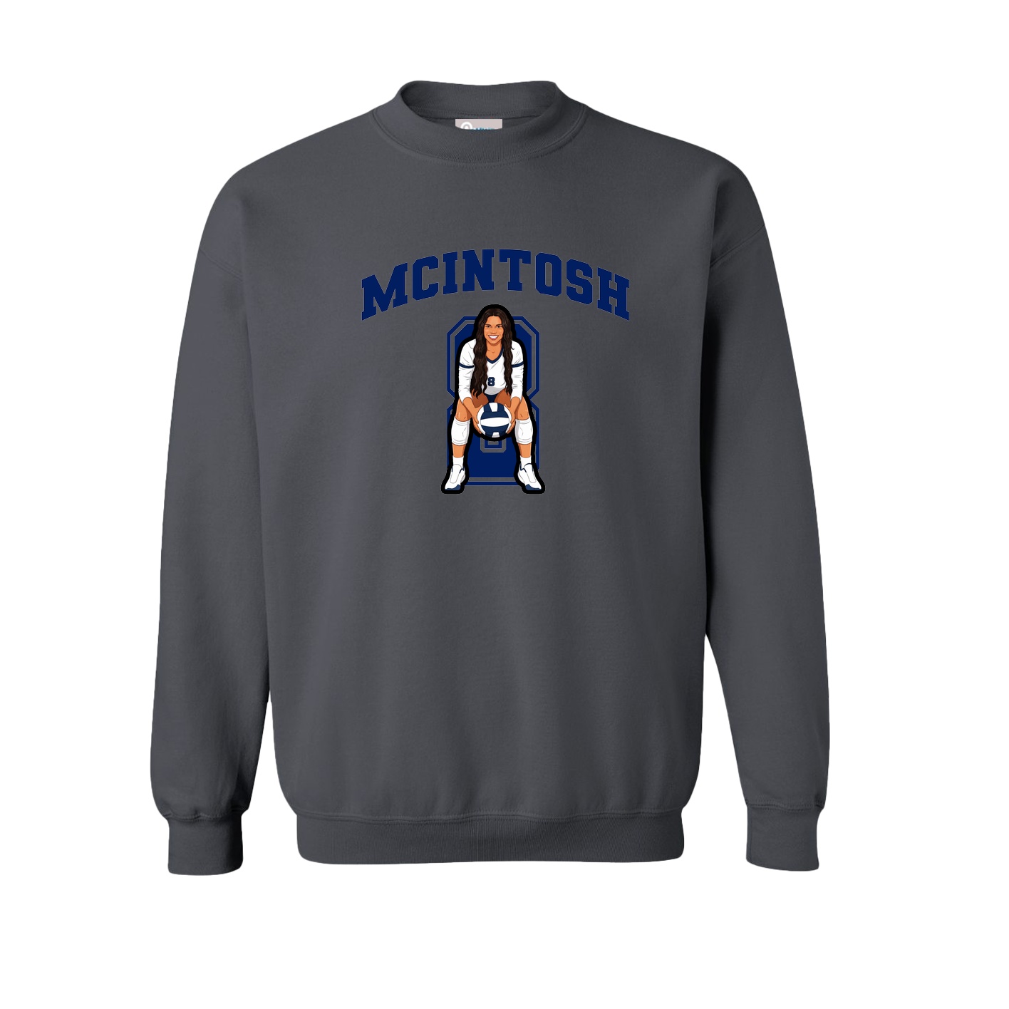 Fleece Crew — Number in Grey