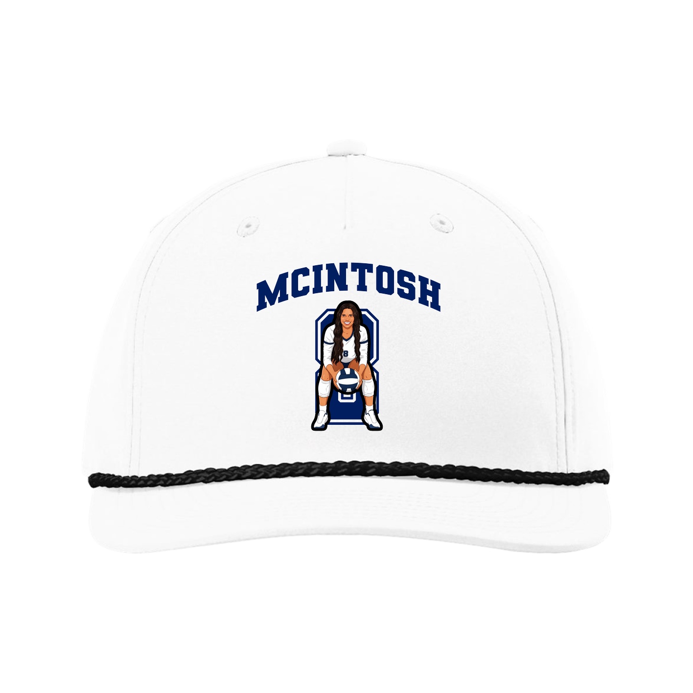 Five-Panel Classic Rope Cap — Number in White