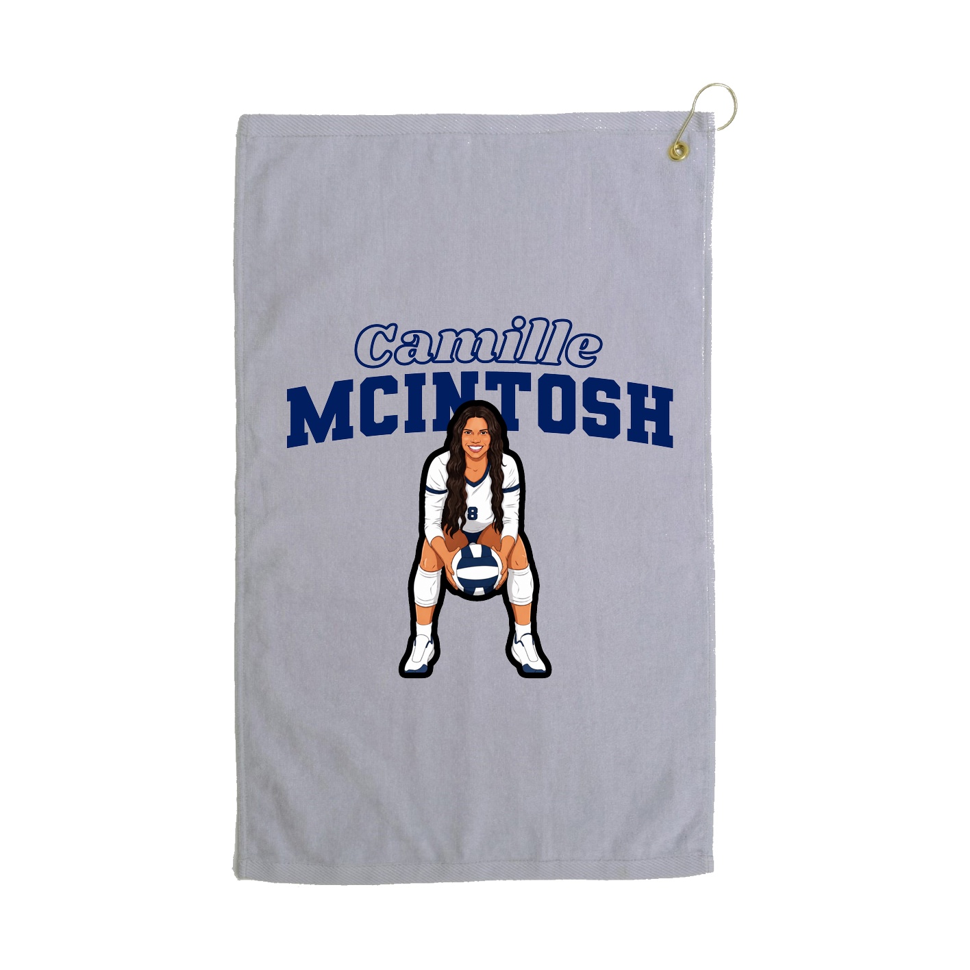 Golf Towel — Name Arch in Grey