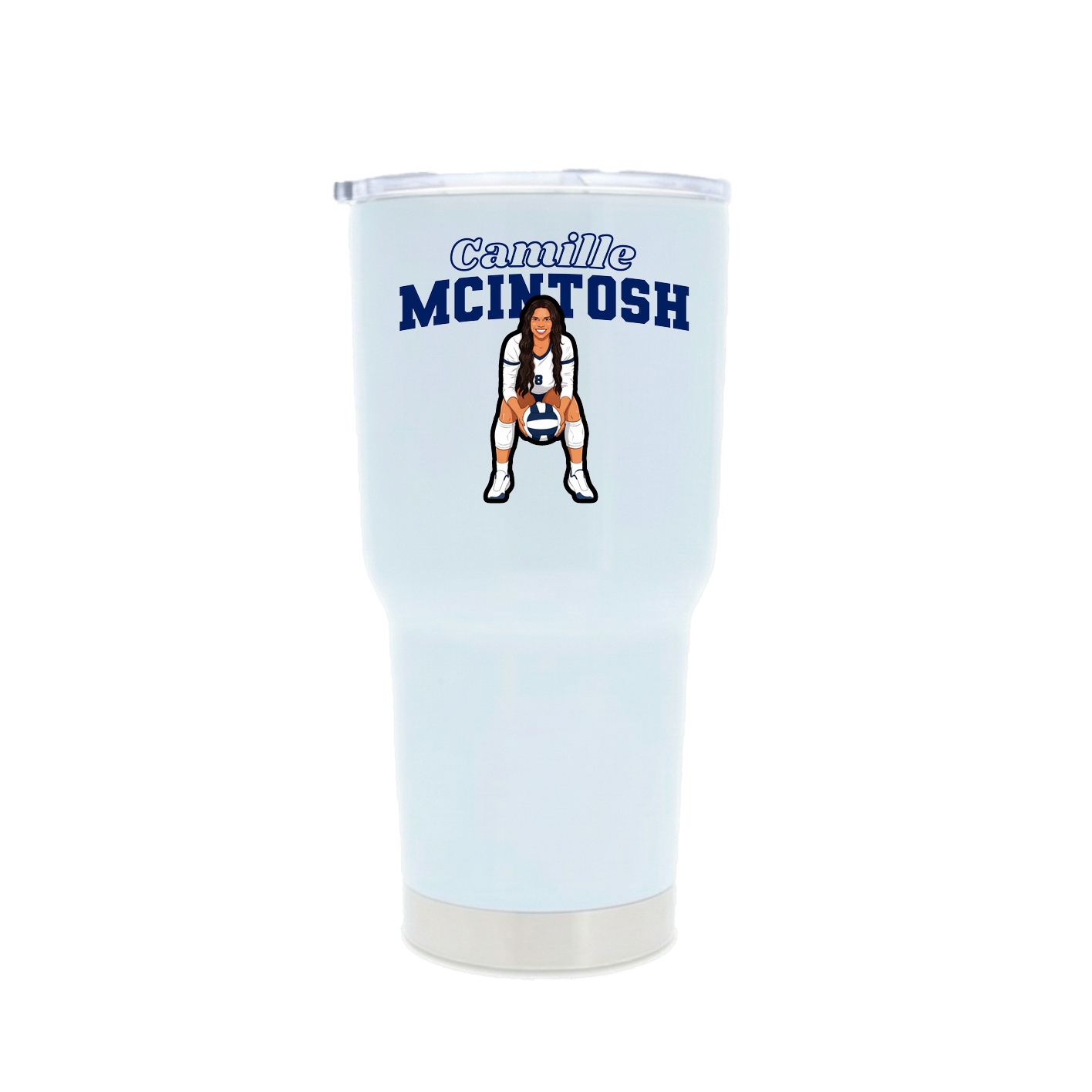 30oz Stainless Steel Tumbler — Name Arch in White