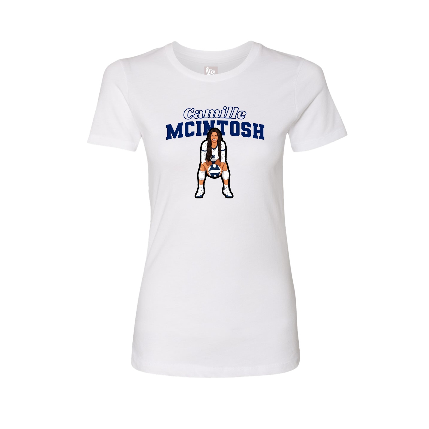 Fitted Women's Tee — Name Arch in White
