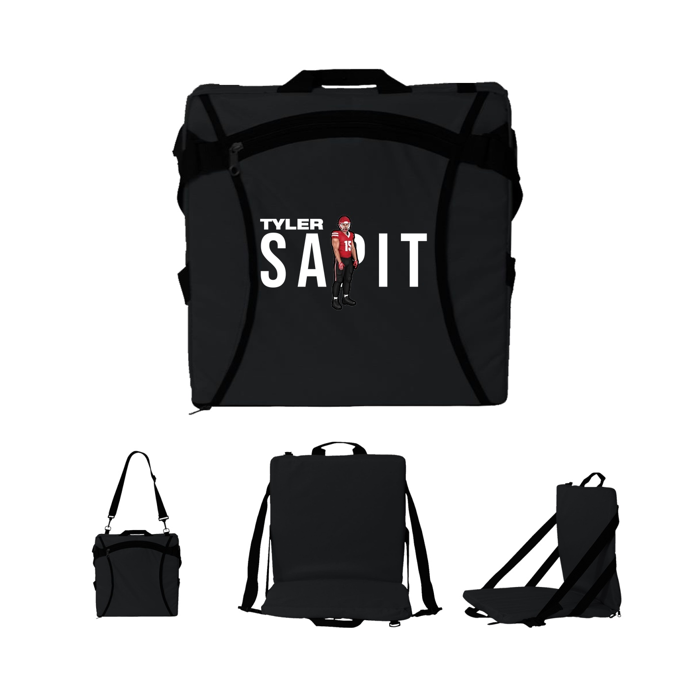Folding Stadium Seat — Player Name in Black
