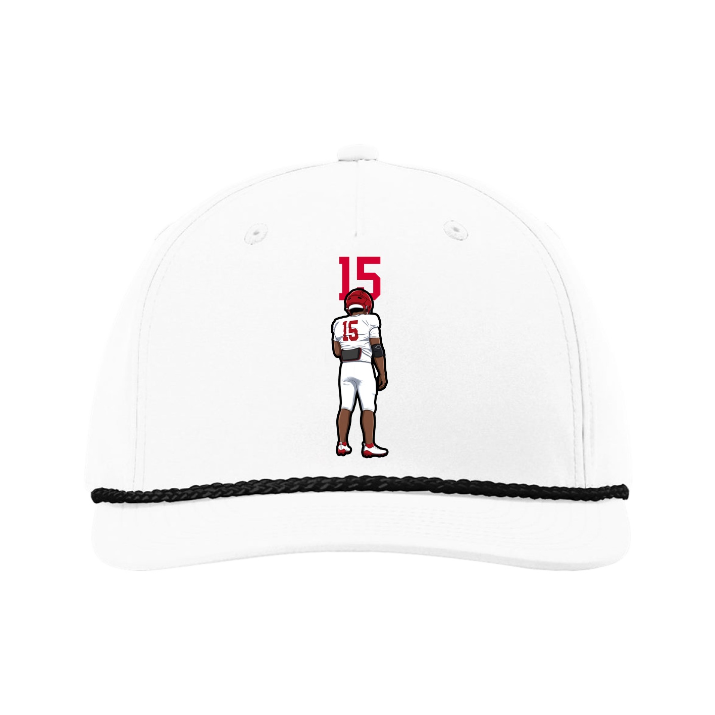 Five-Panel Classic Rope Cap — Number Top in White