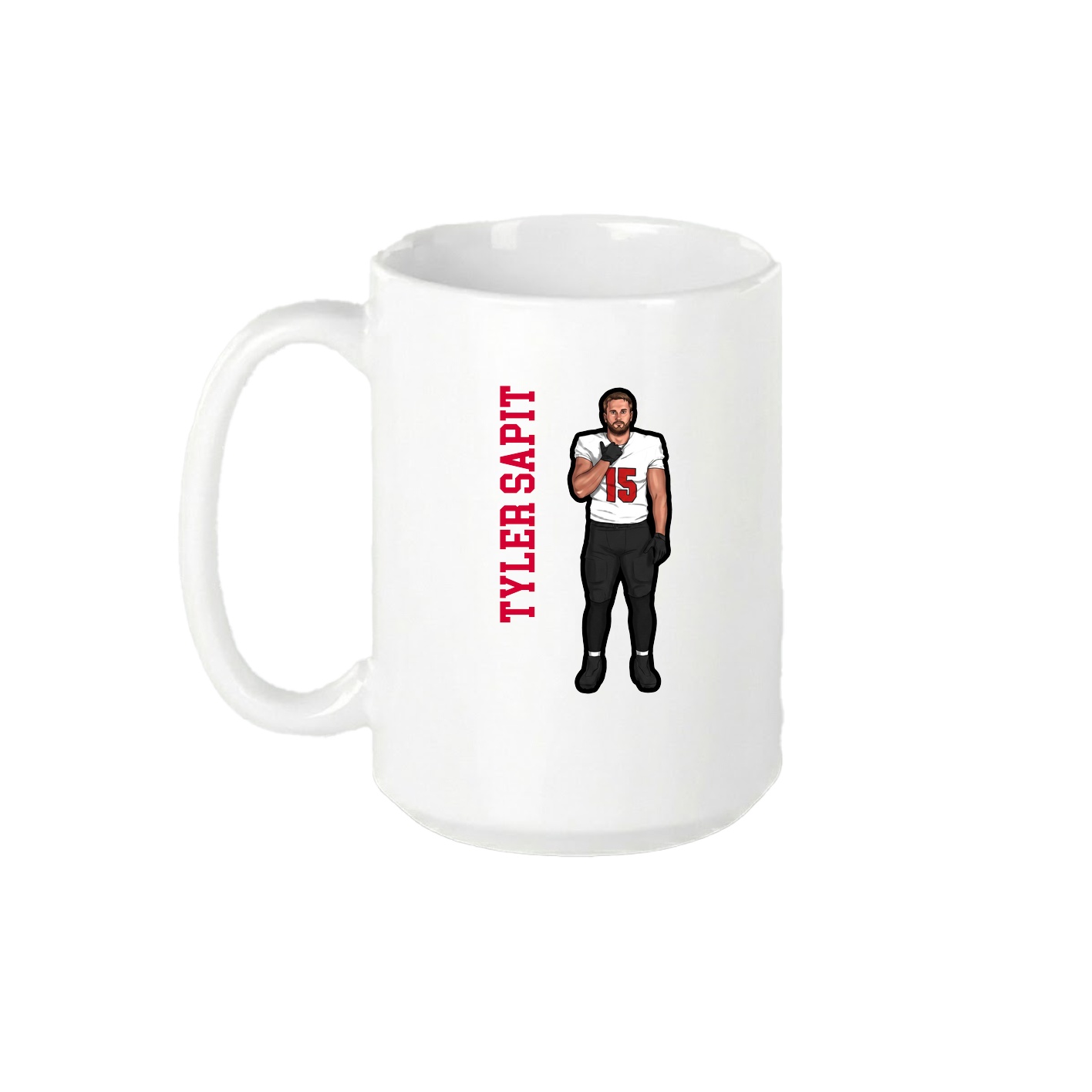 15oz Coffee Mug — Name Vertical in White