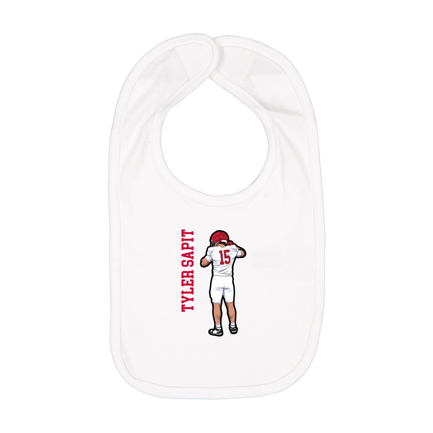 Infant Bib — Name Vertical in White