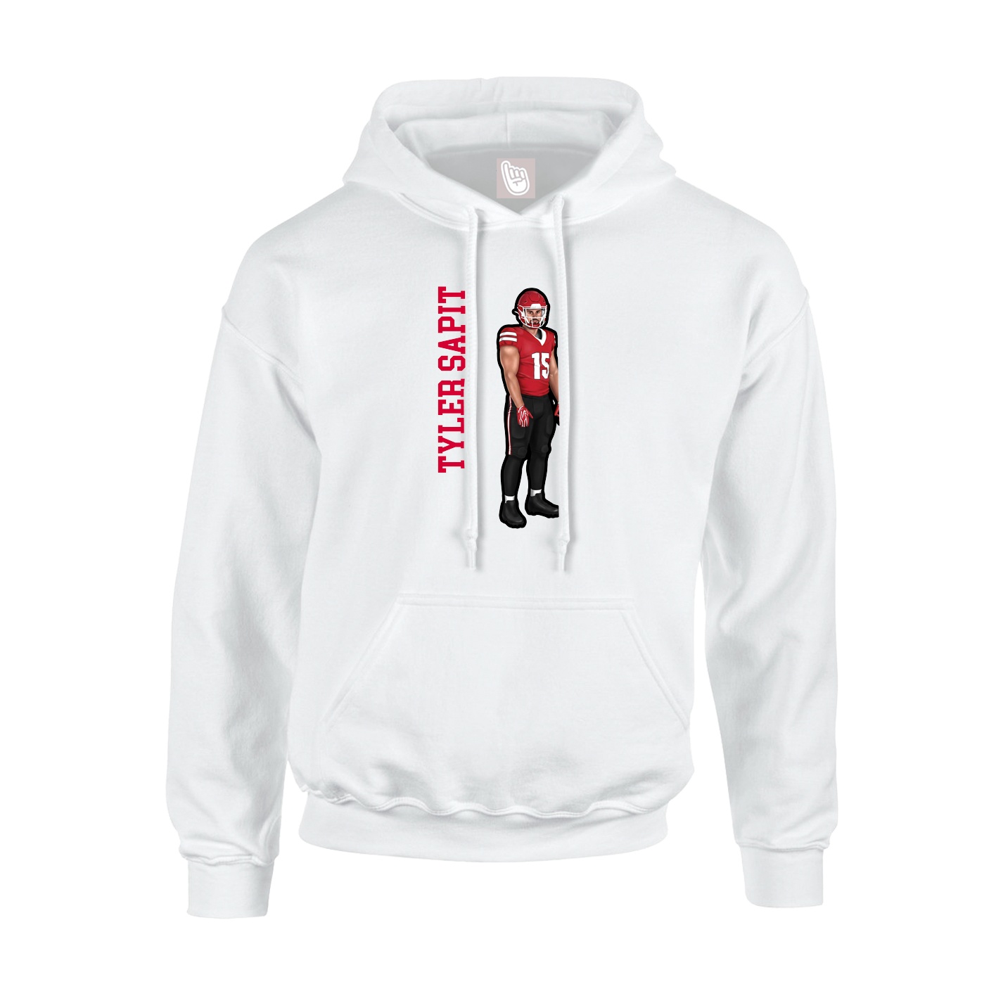 Youth Hoodie — Name Vertical in White