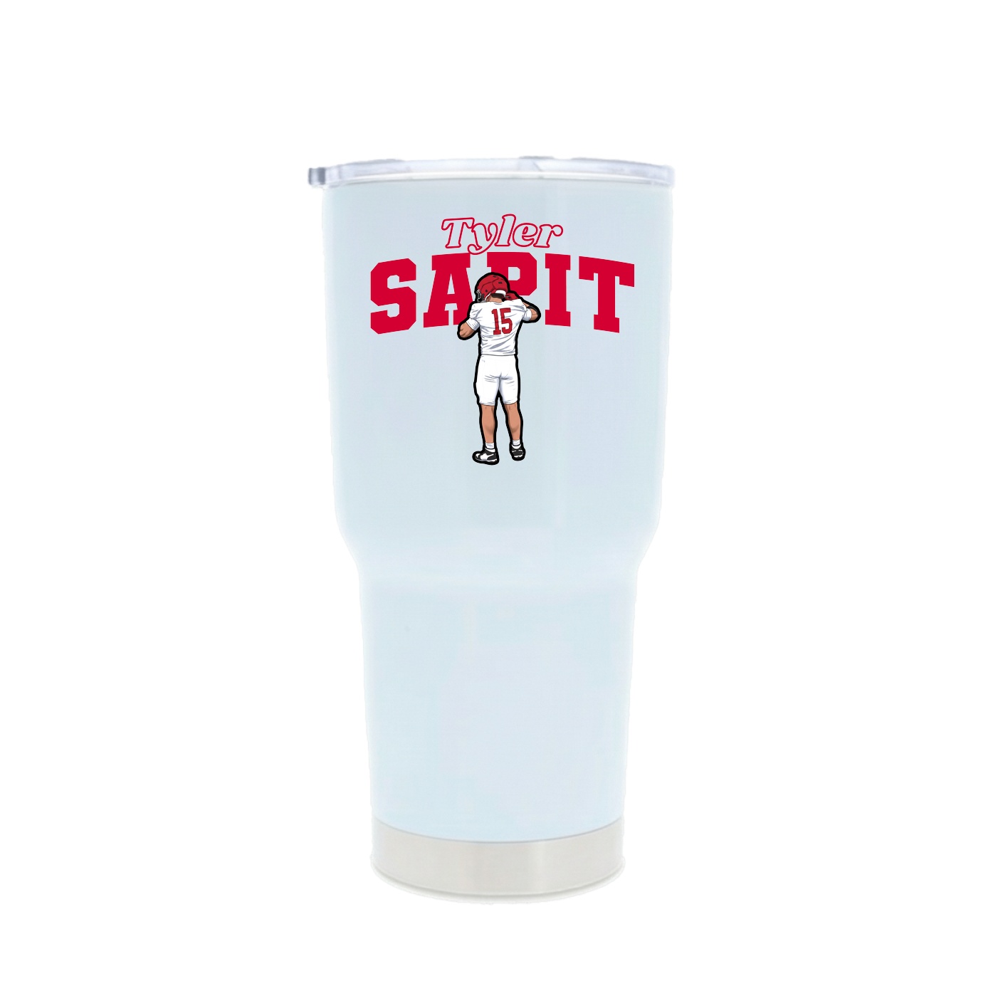30oz Stainless Steel Tumbler — Name Arch in White