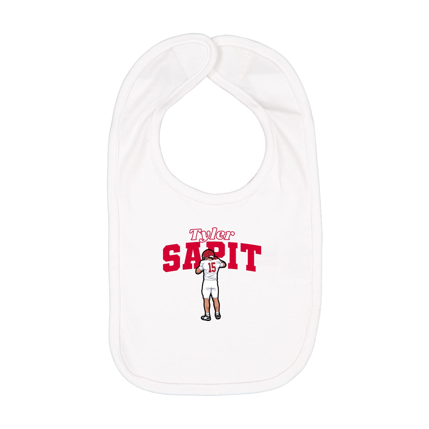Infant Bib — Name Arch in White