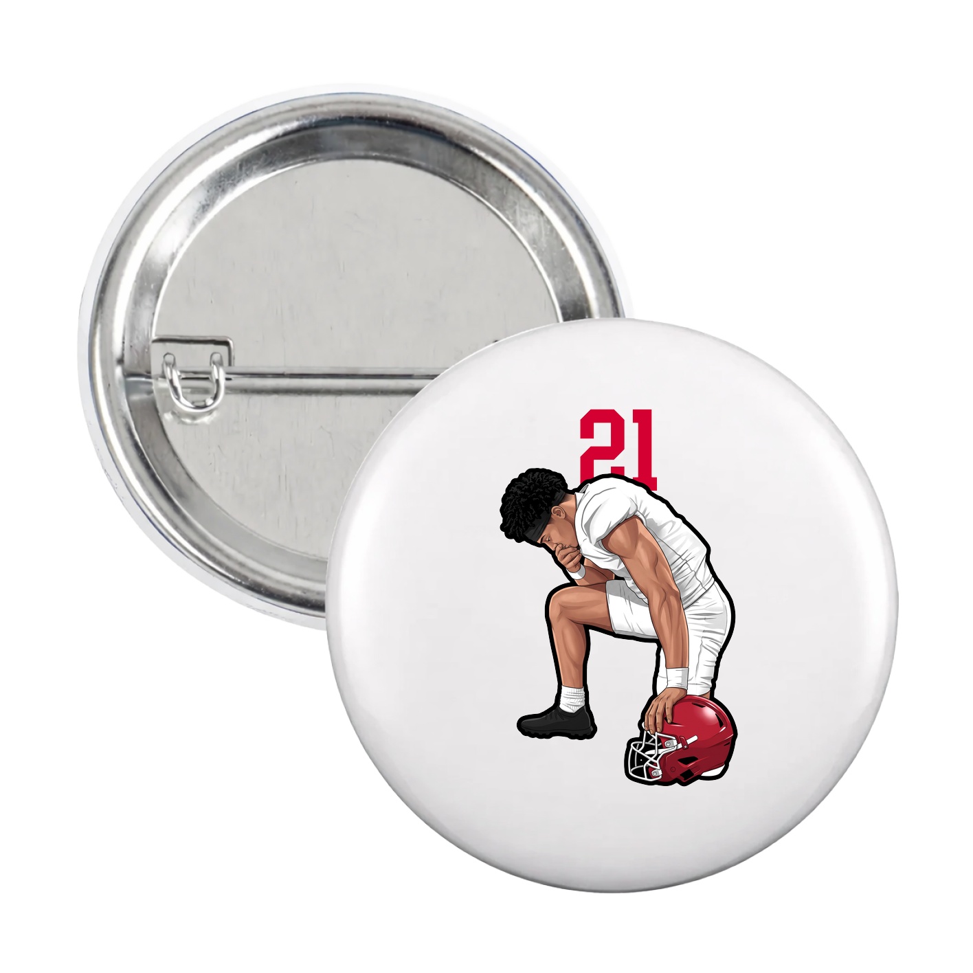 Game Day Button — Number Top in White