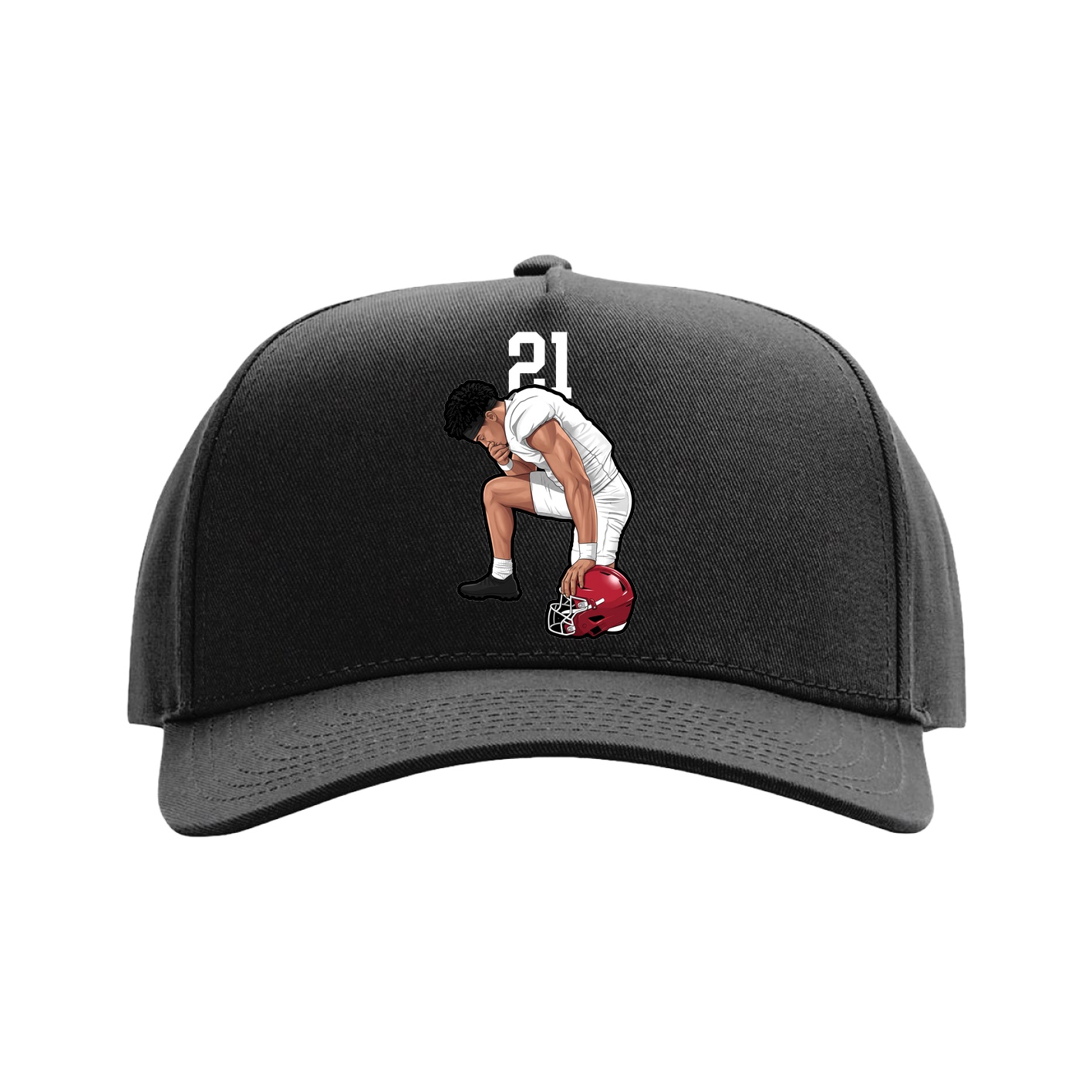 Full Fabric Five-Panel Champ Cap — Number Top in Black