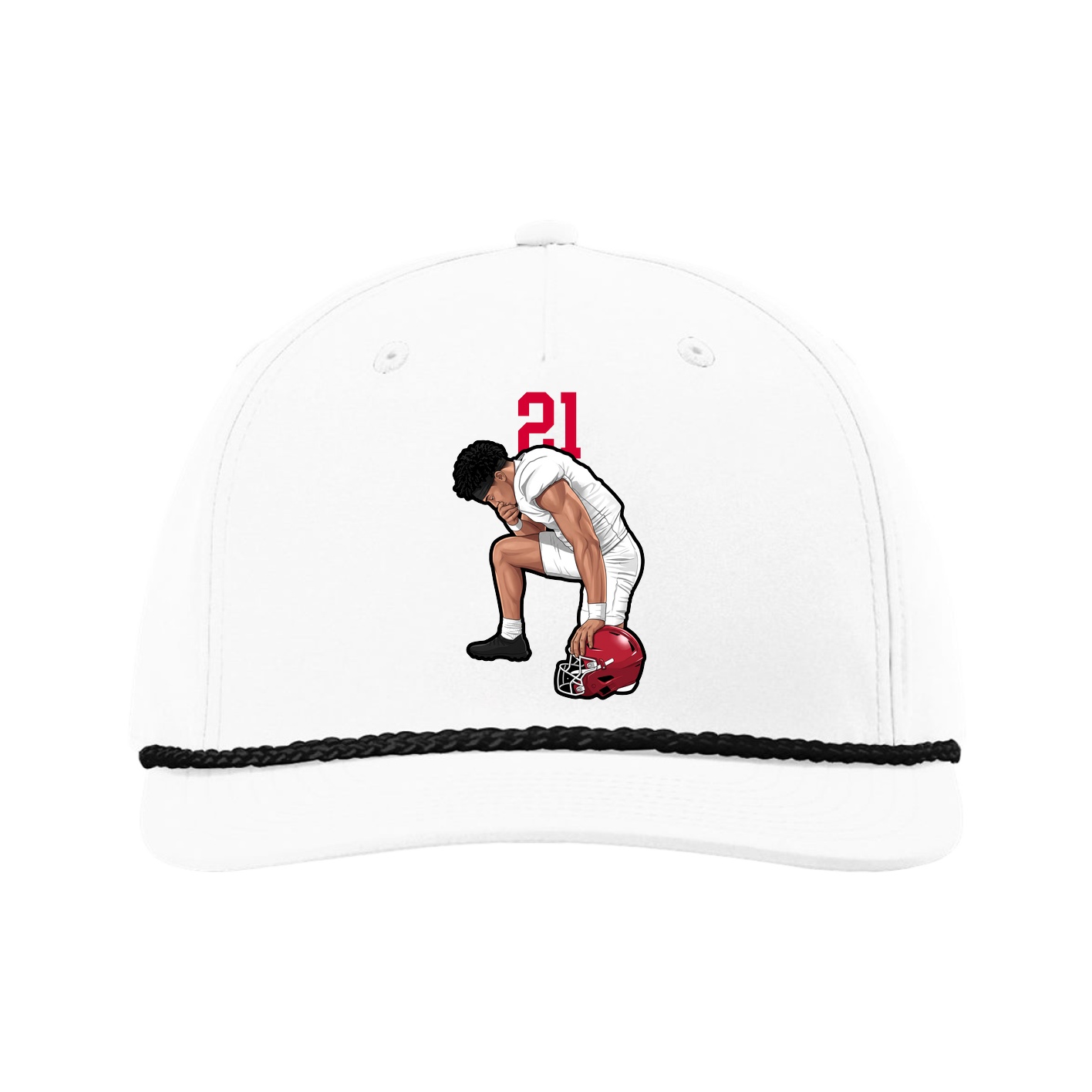 Five-Panel Classic Rope Cap — Number Top in White