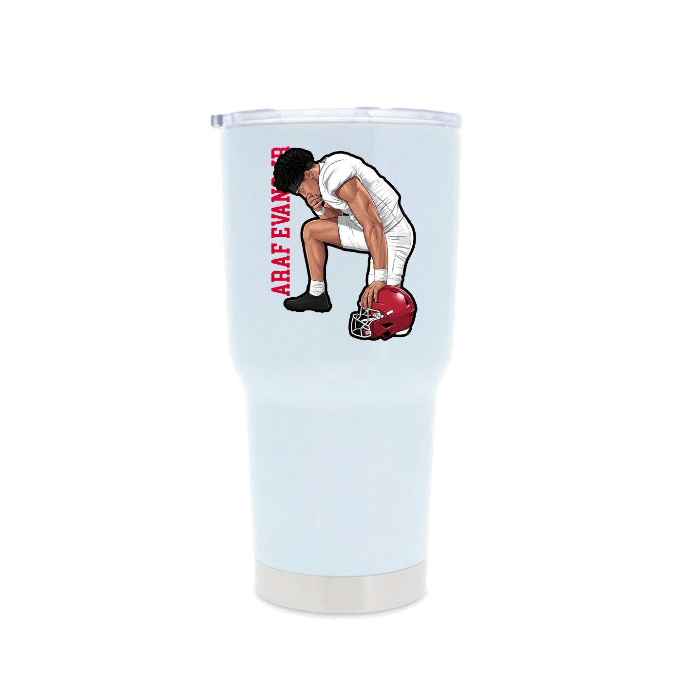 30oz Stainless Steel Tumbler — Name Vertical in White