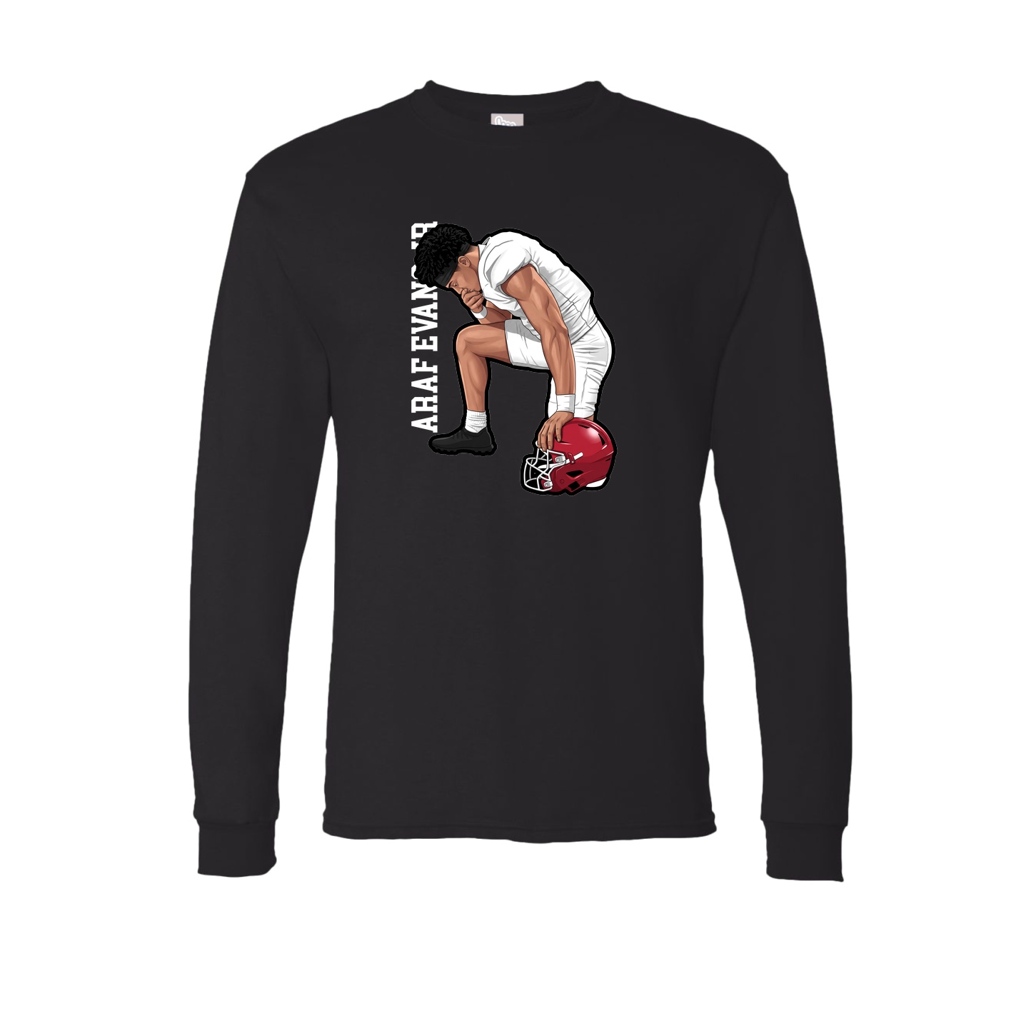 Long Sleeve Tee — Name Vertical in Black