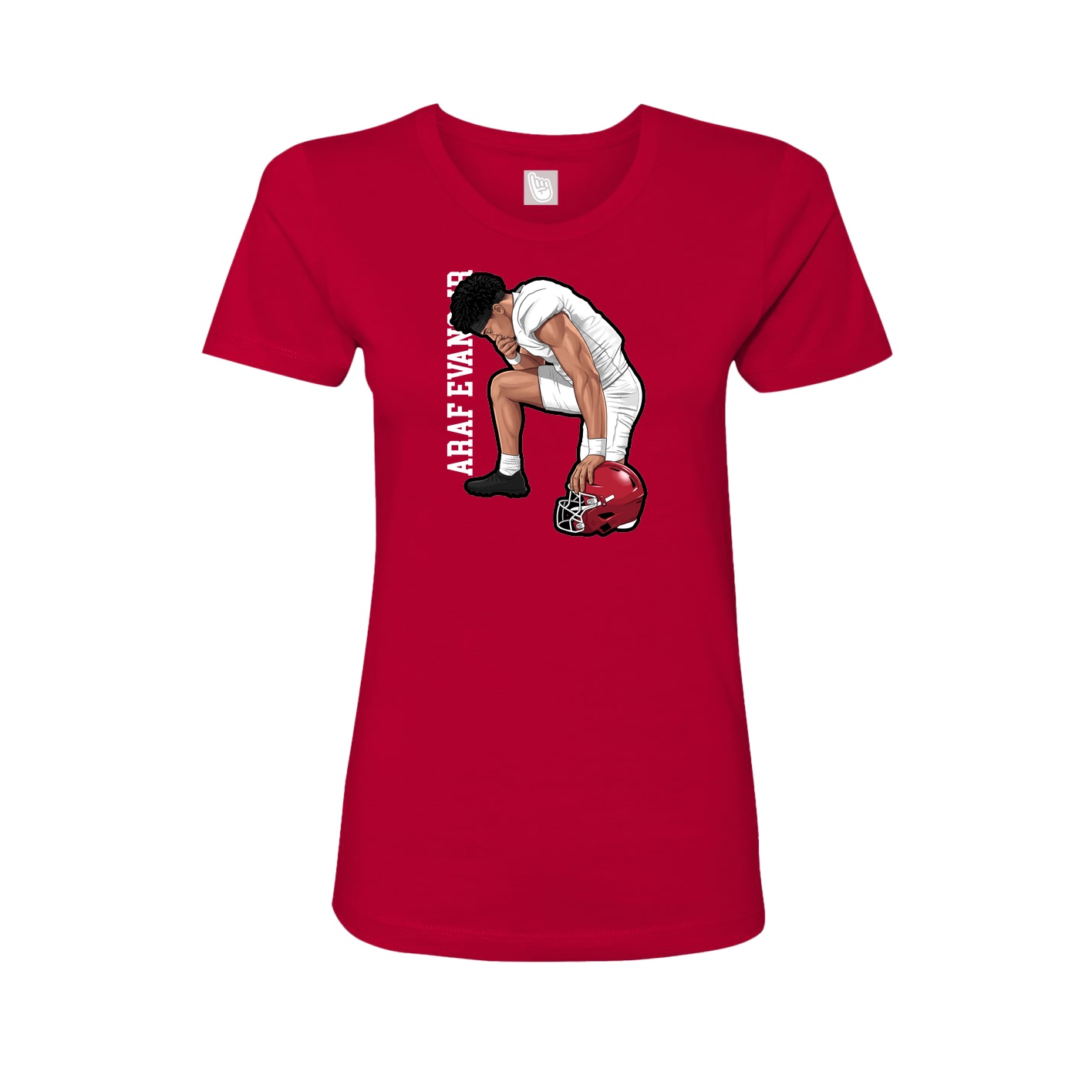 Fitted Women's Tee — Name Vertical in Red