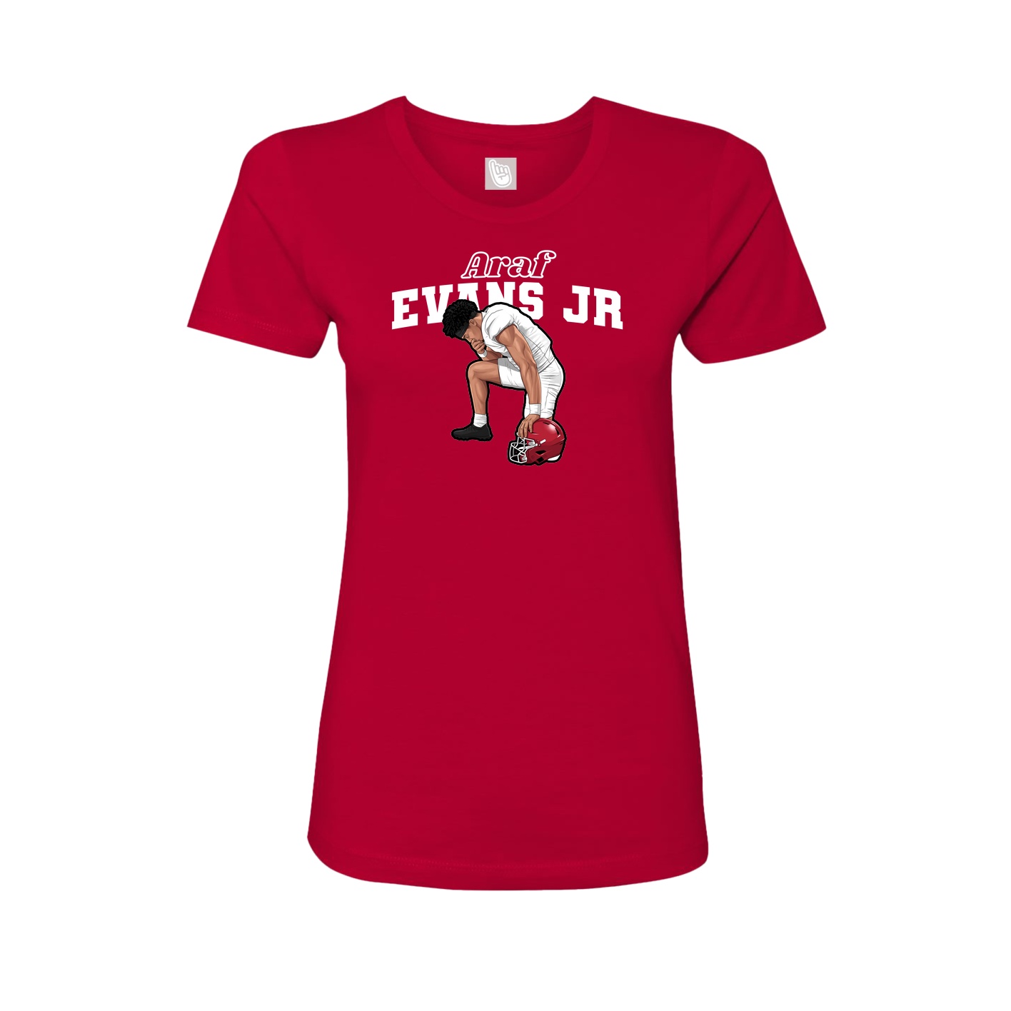 Fitted Women's Tee — Name Arch in Red