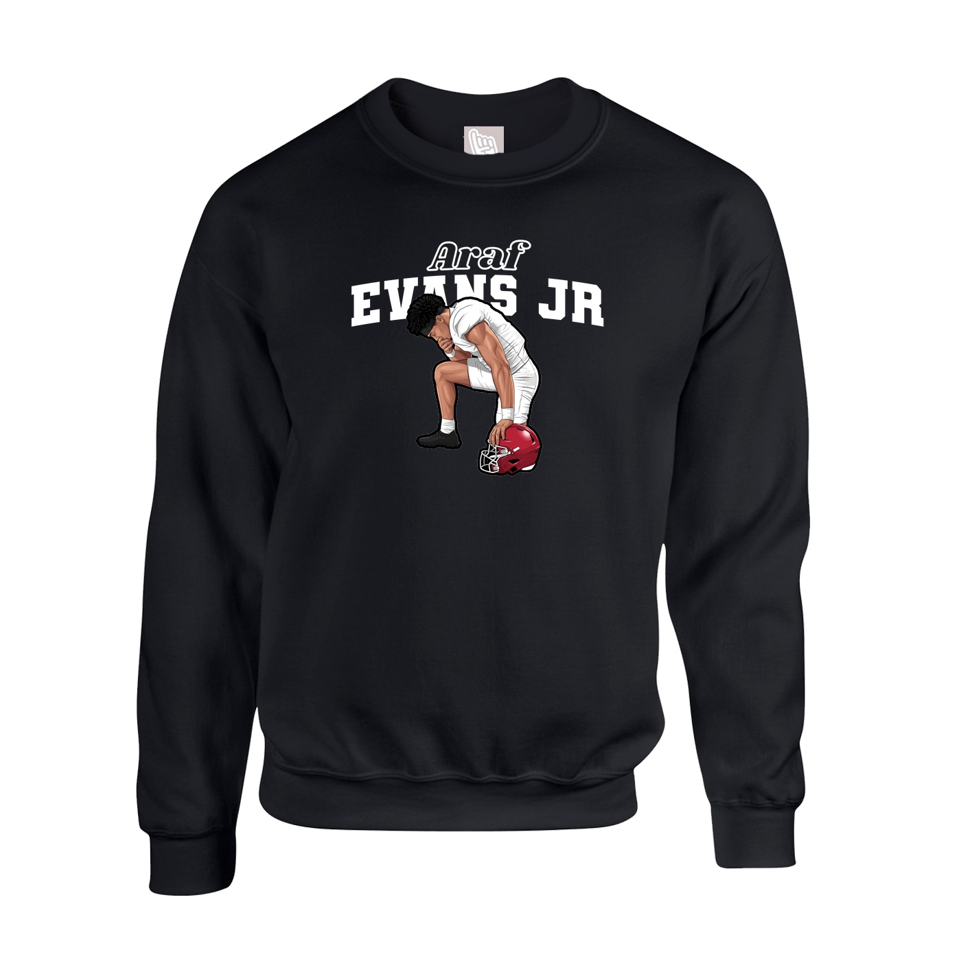 Fleece Crew — Name Arch in Black