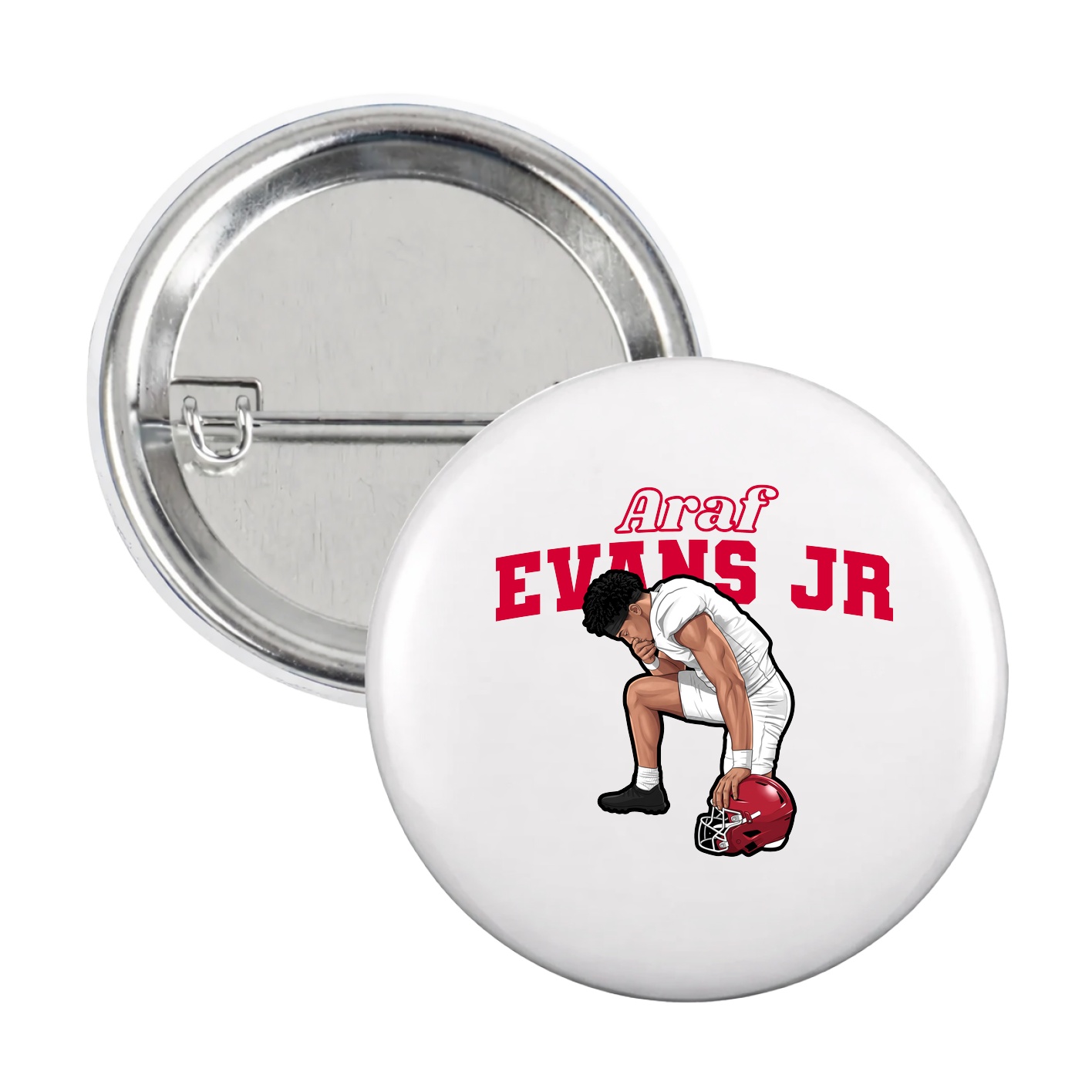 Game Day Button — Name Arch in White