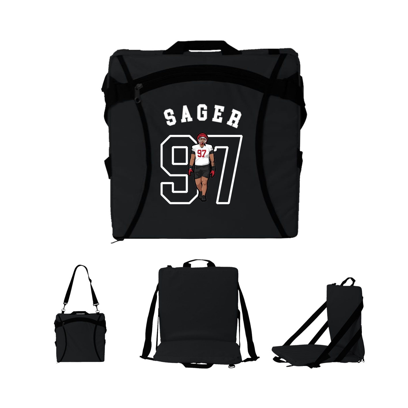 Folding Stadium Seat — Shirsey Arch in Black