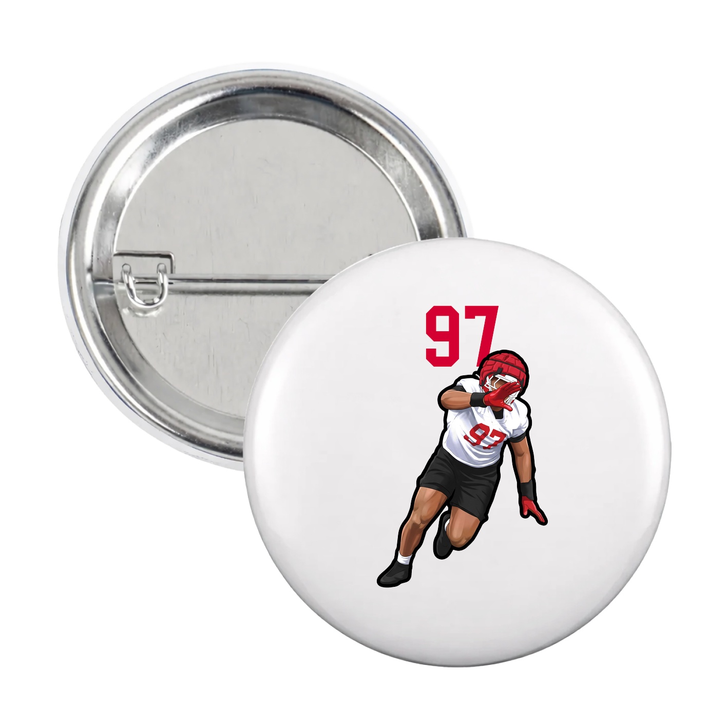Game Day Button — Number Top in White