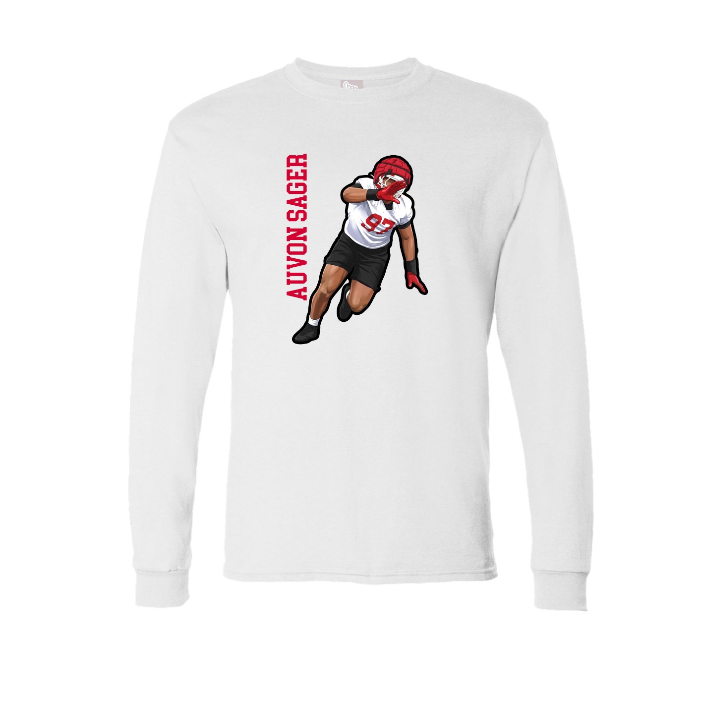 Long Sleeve Tee — Name Vertical in White
