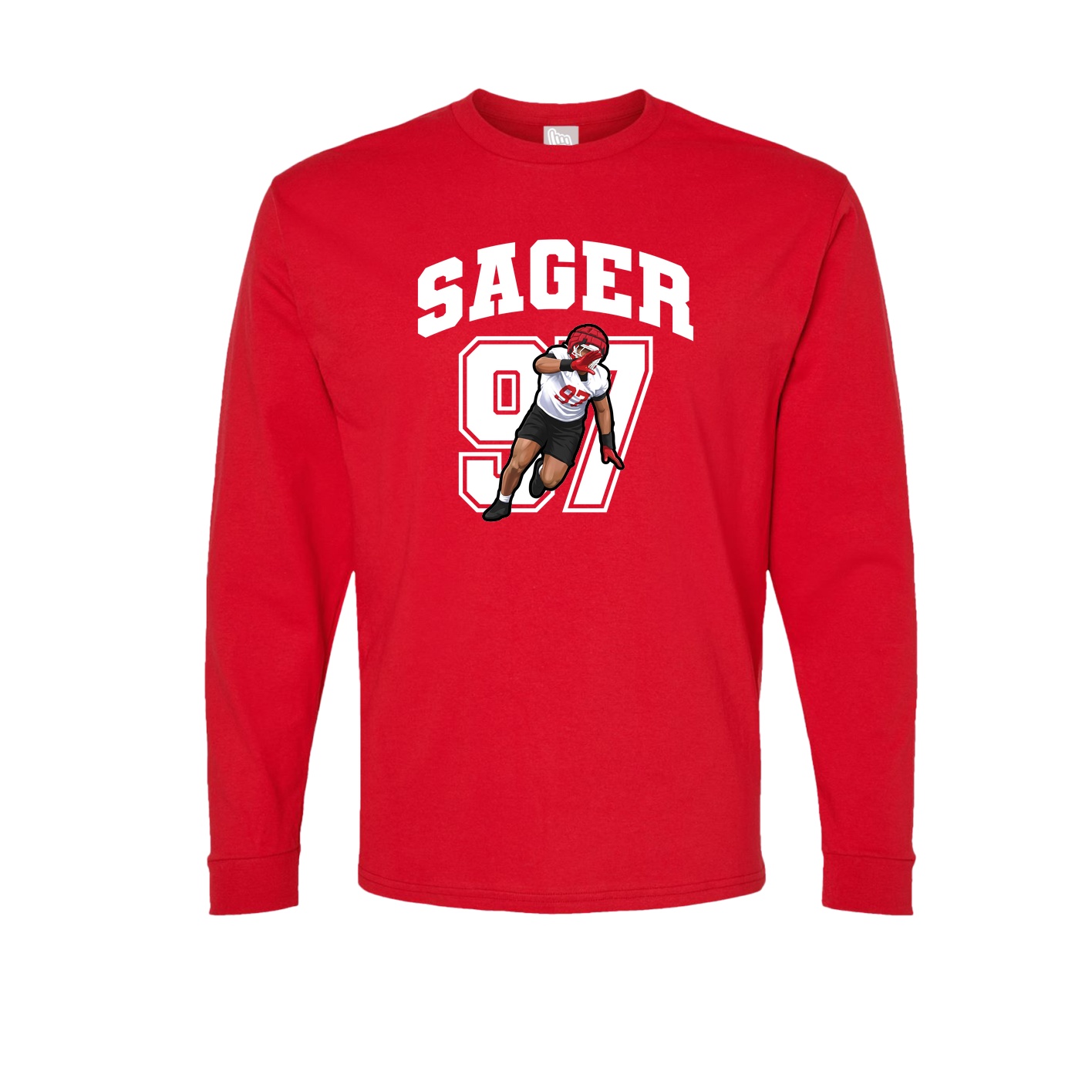 Long Sleeve Tee — Number in Red