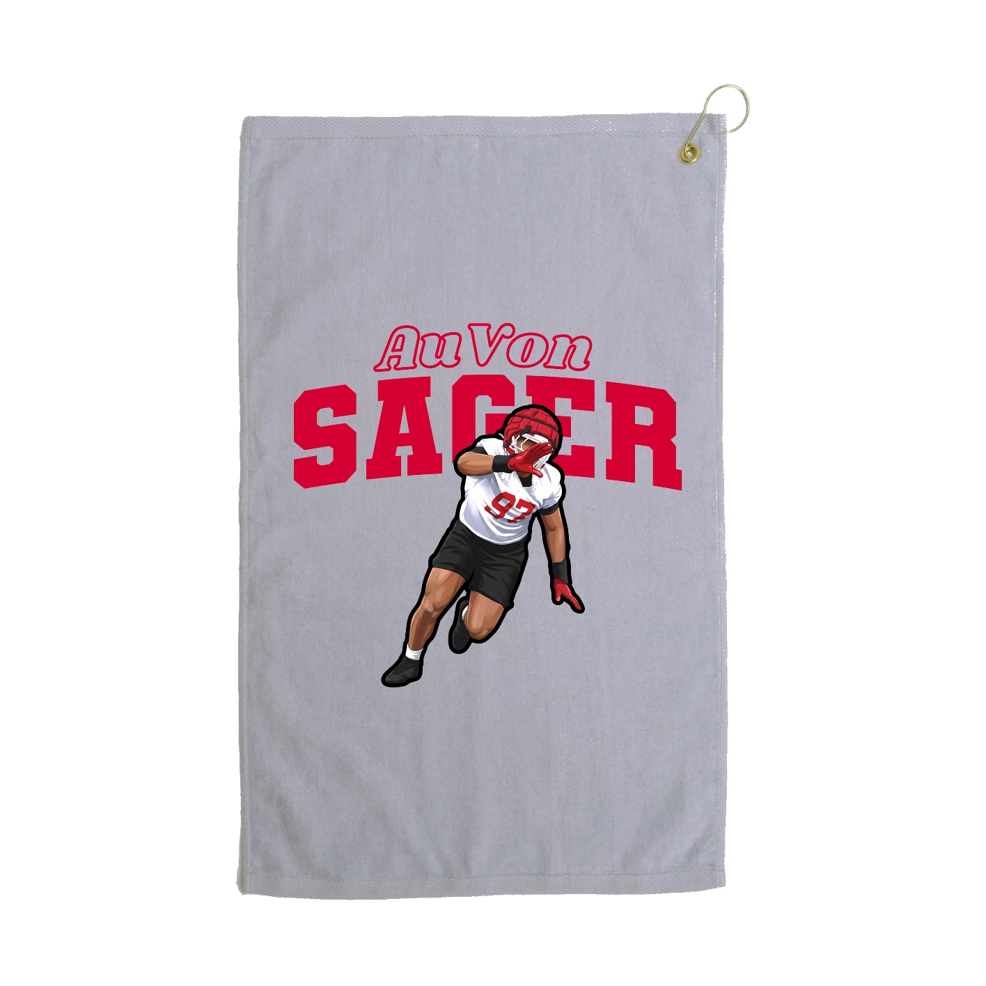 Golf Towel — Name Arch in Grey