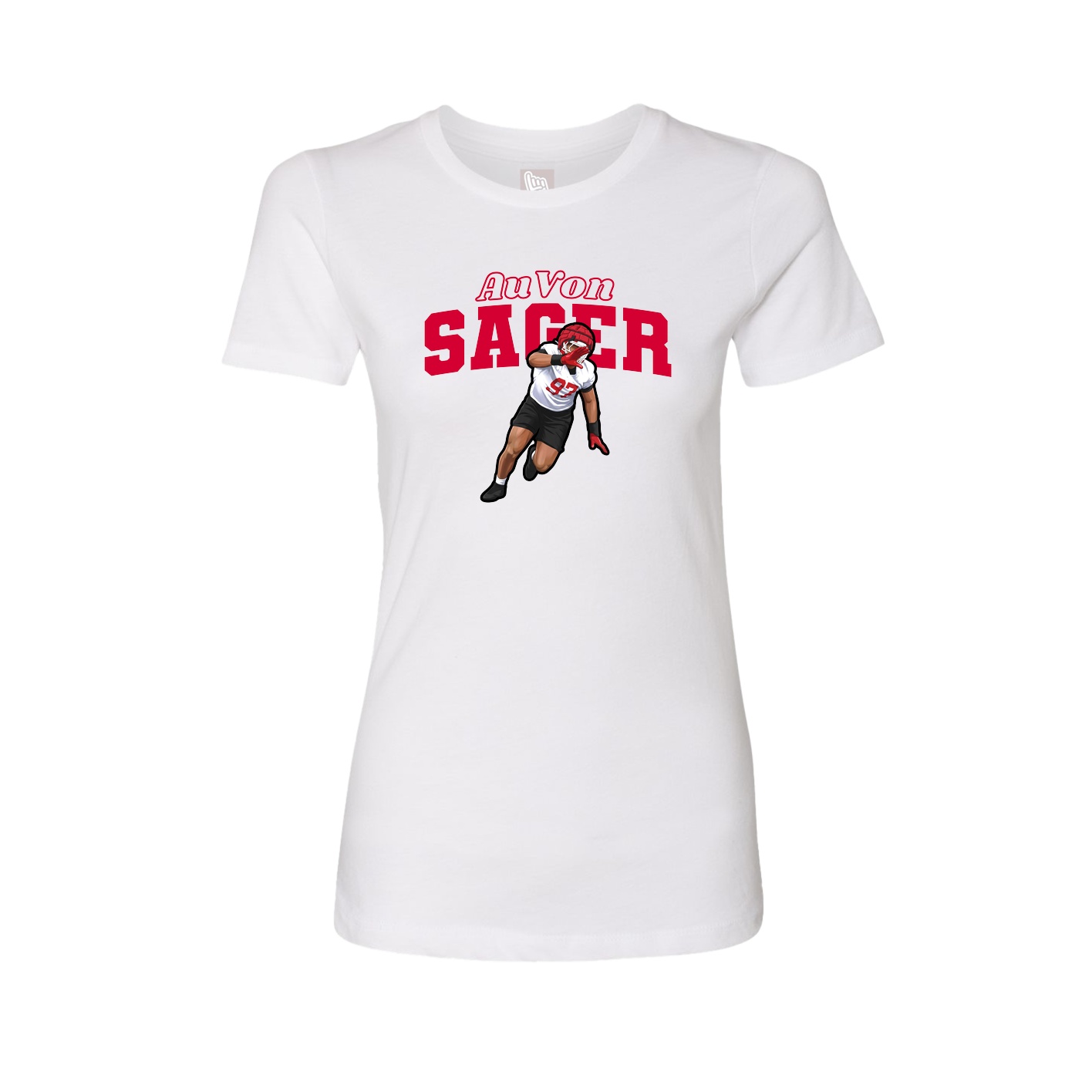 Fitted Women's Tee — Name Arch in White