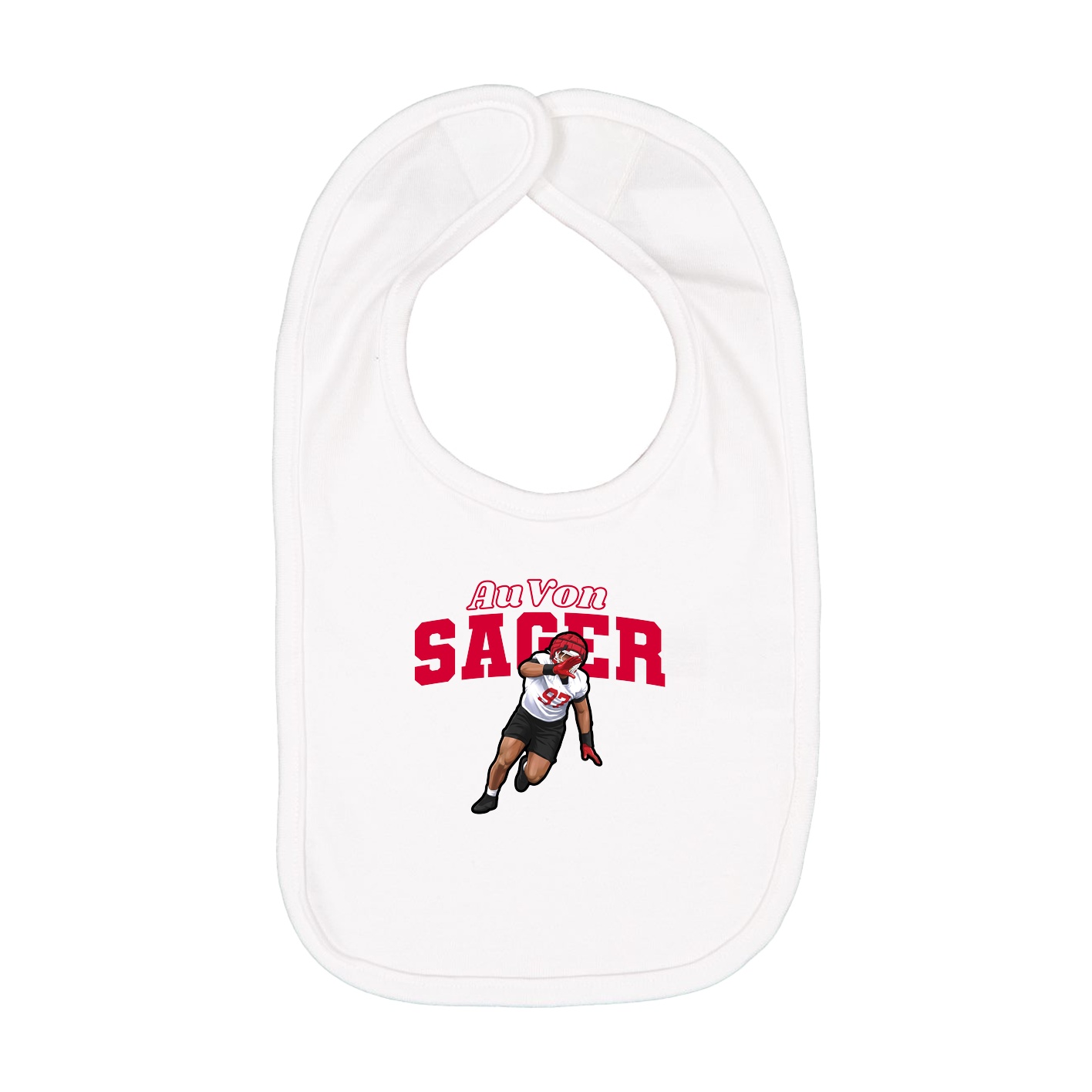 Infant Bib — Name Arch in White