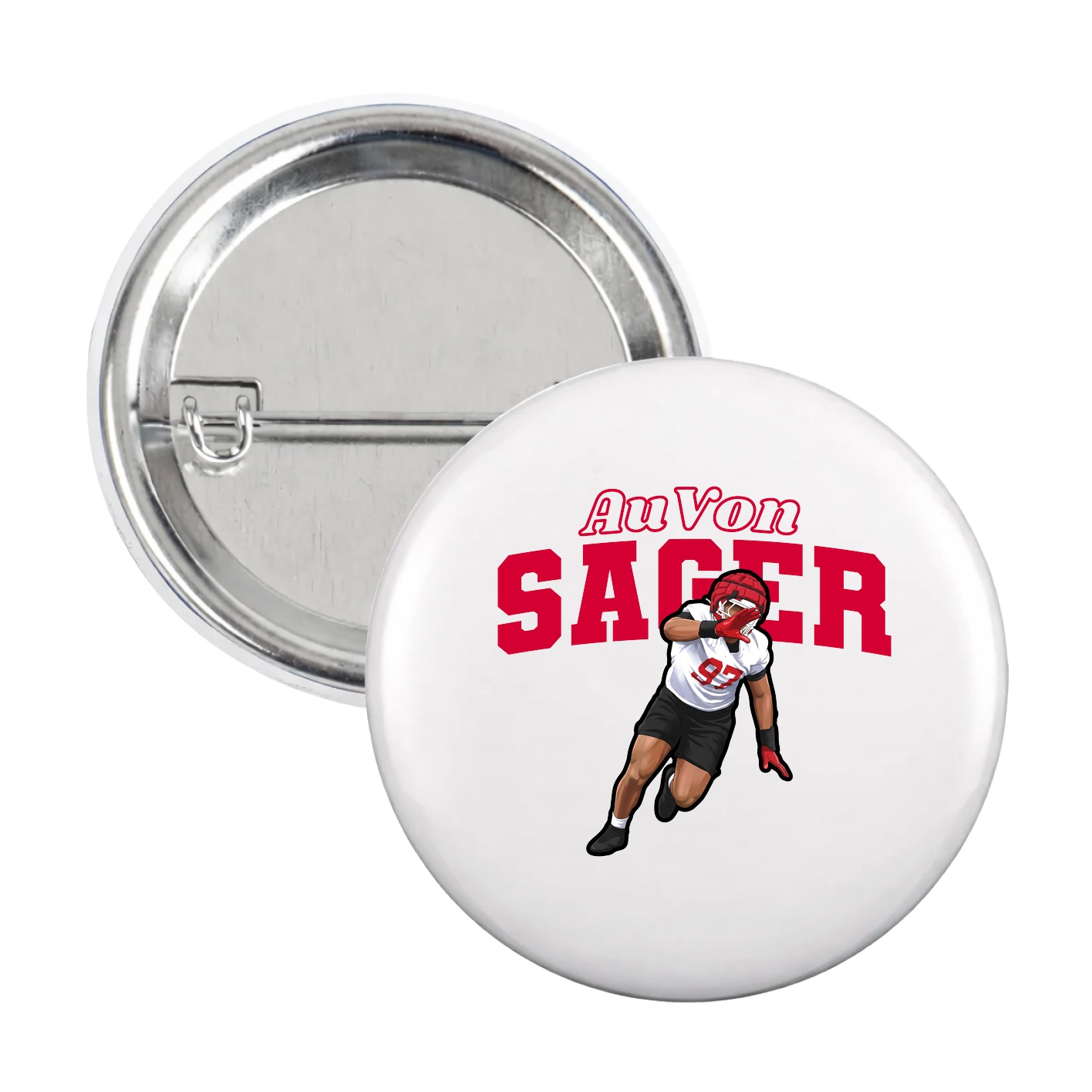 Game Day Button — Name Arch in White