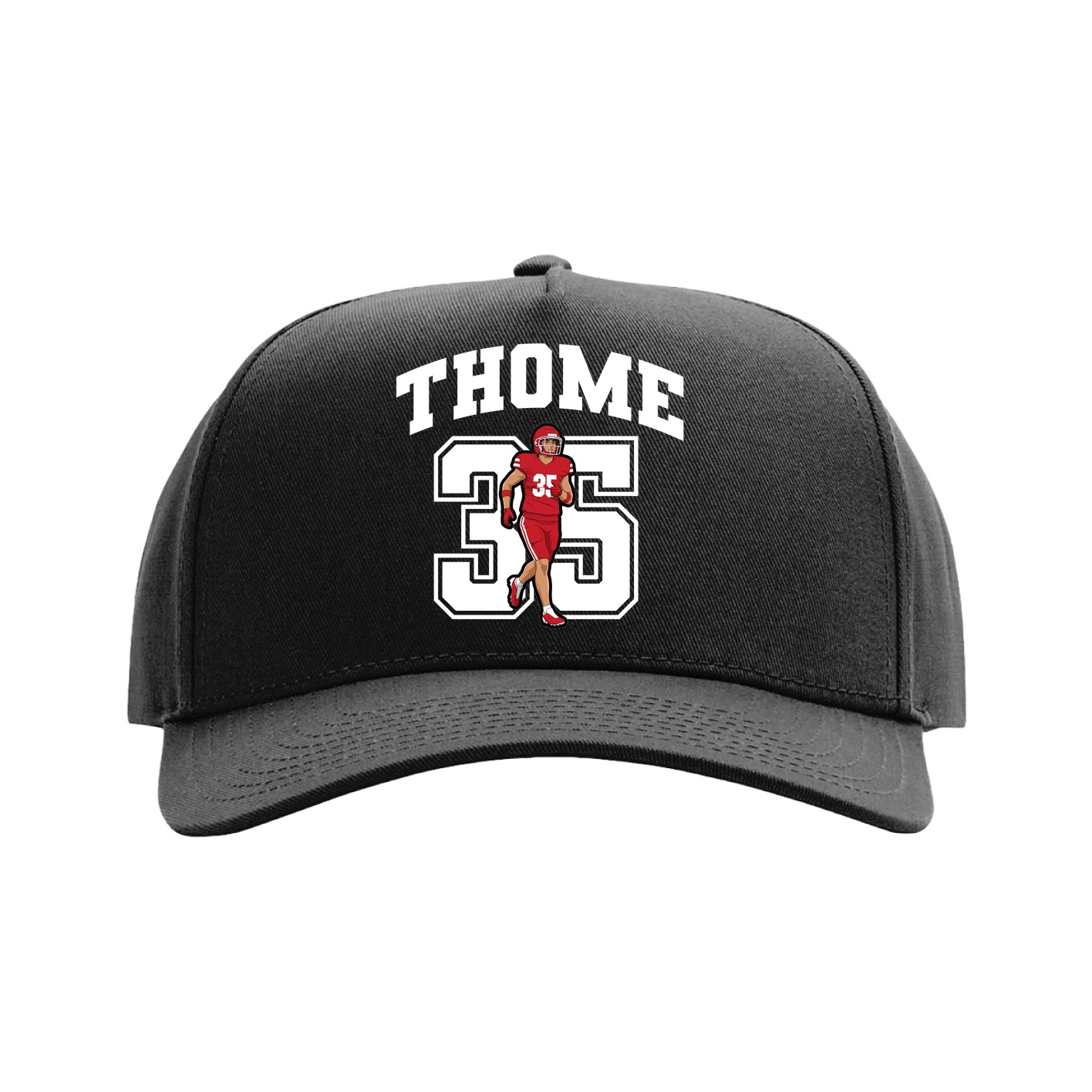 Full Fabric Five-Panel Champ Cap — Number in Black