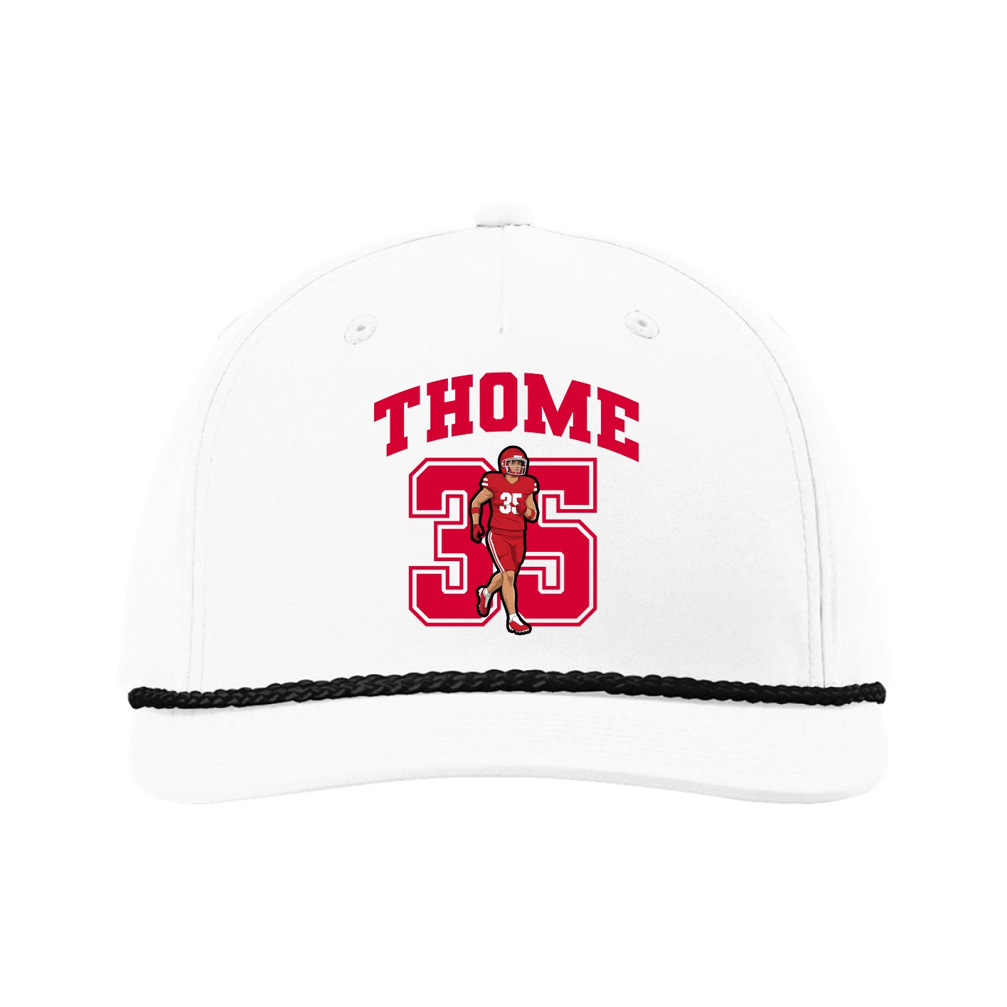 Five-Panel Classic Rope Cap — Number in White