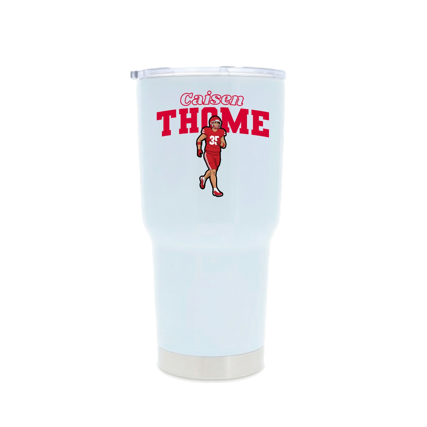 30oz Stainless Steel Tumbler — Name Arch in White
