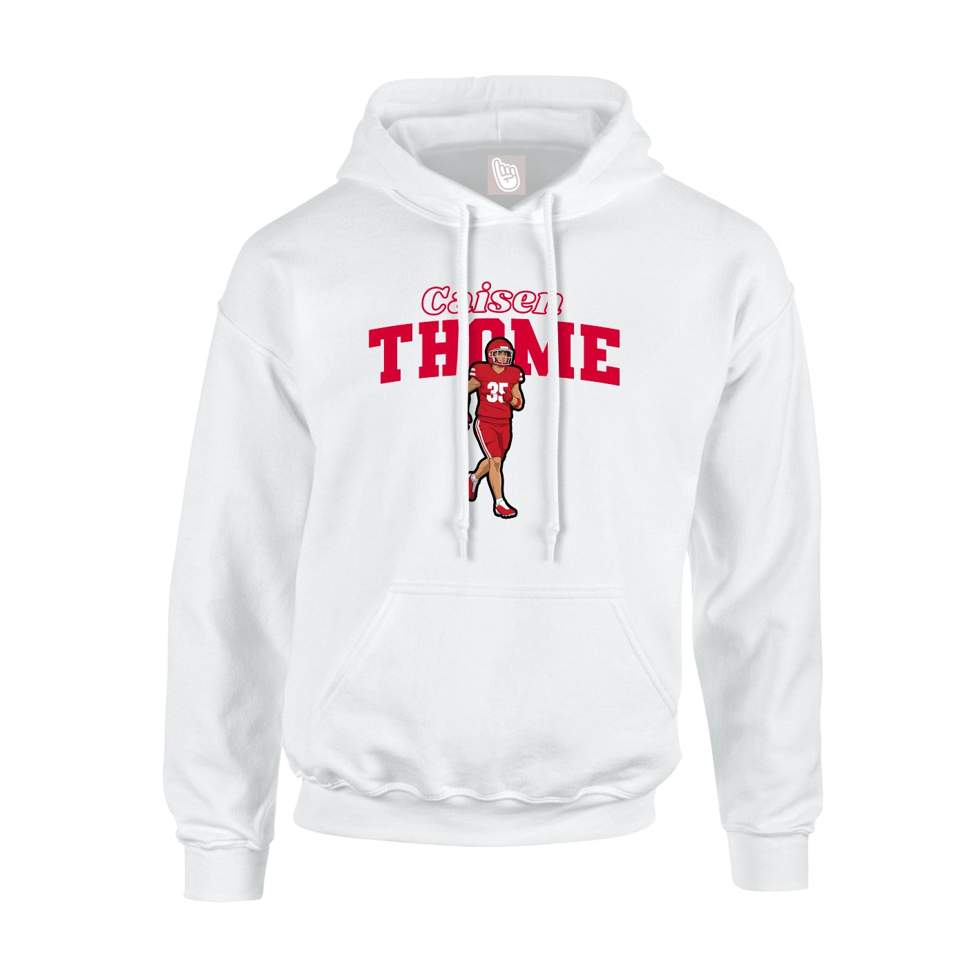 Youth Hoodie — Name Arch in White