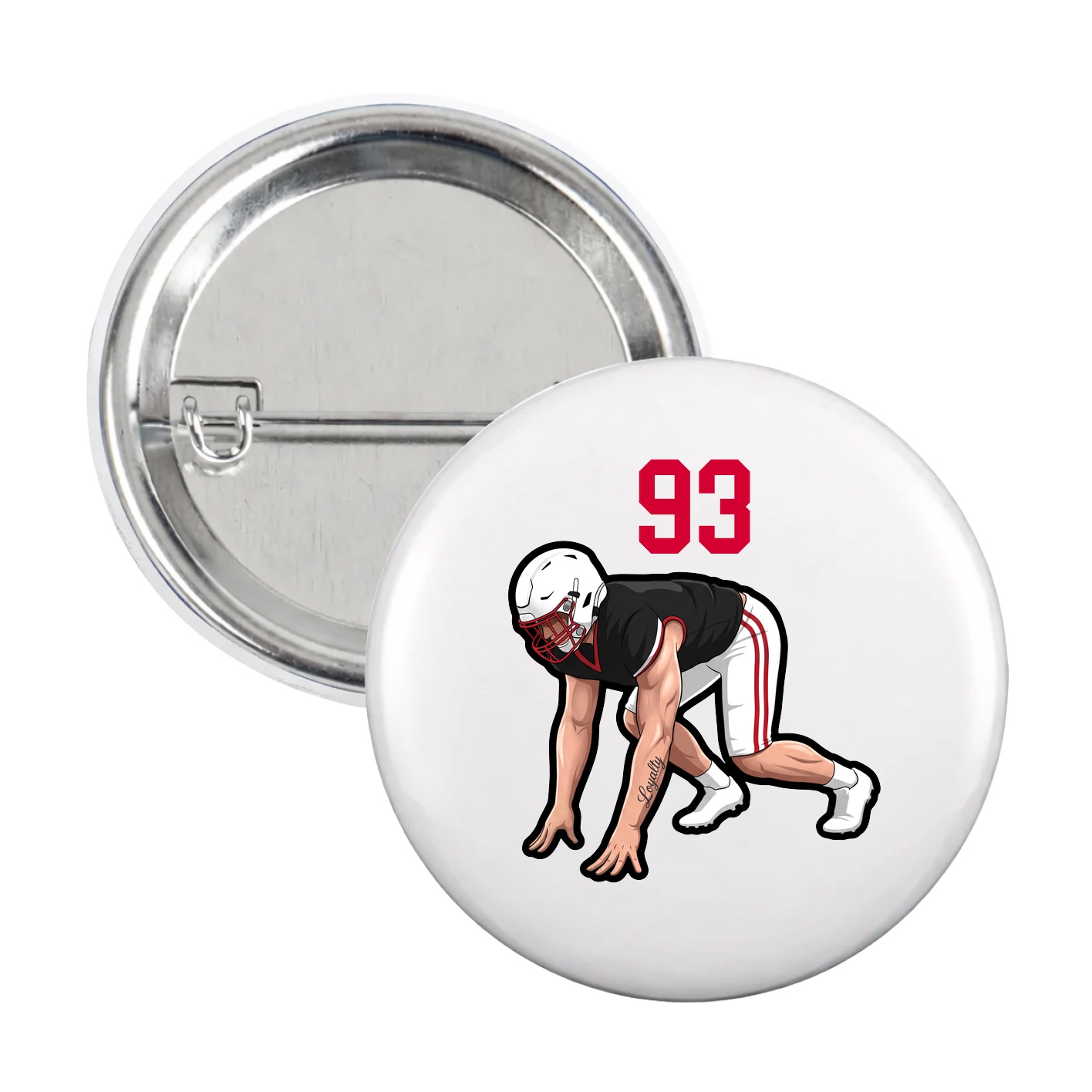 Game Day Button — Number Top in White