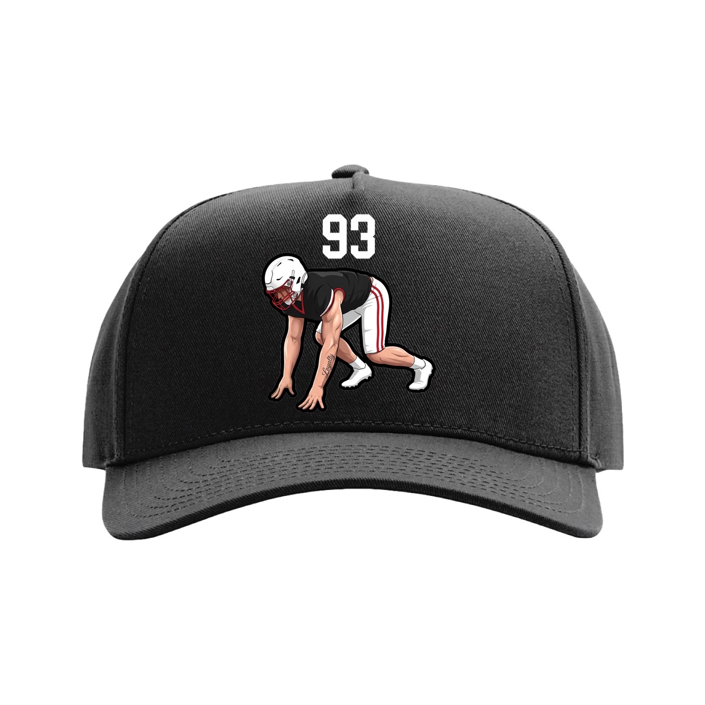 Full Fabric Five-Panel Champ Cap — Number Top in Black