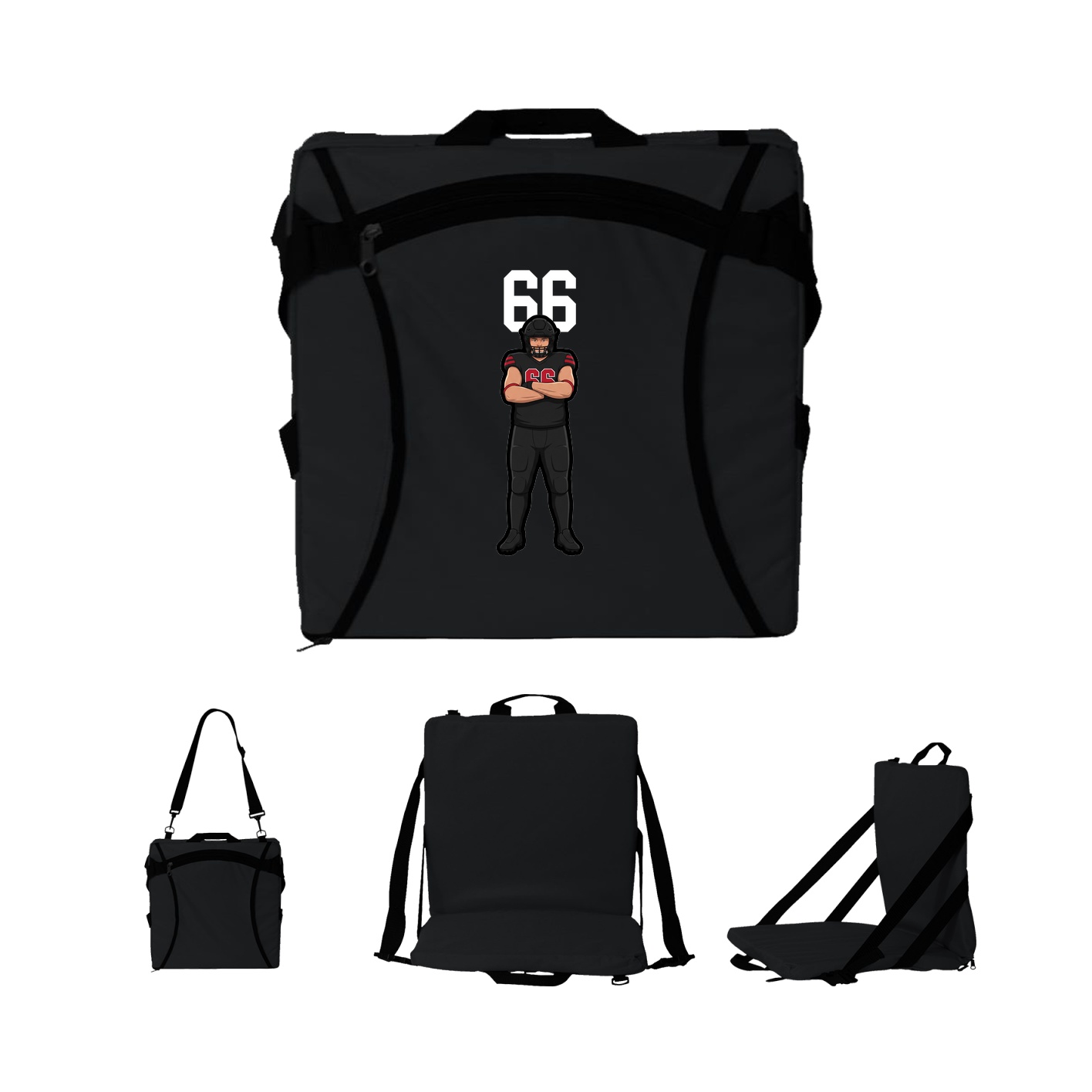 Folding Stadium Seat — Number Top in Black