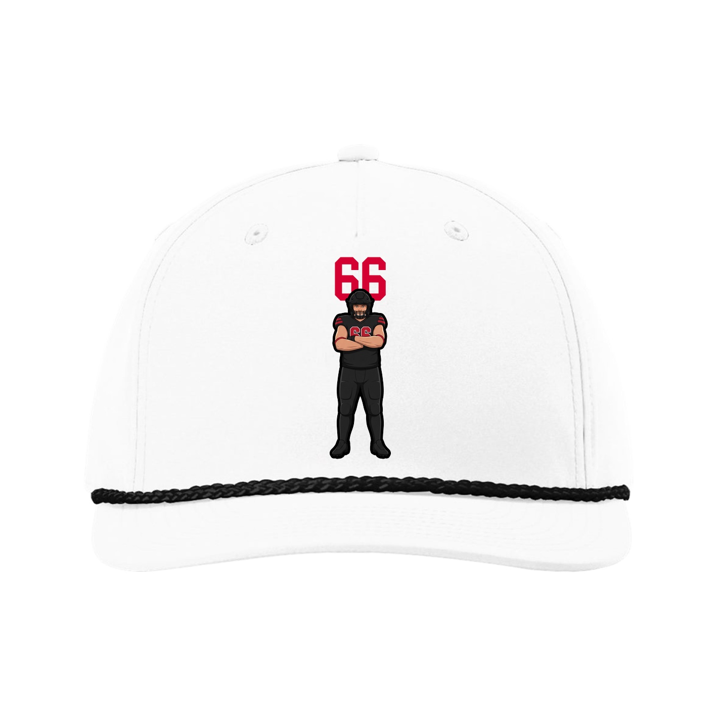 Five-Panel Classic Rope Cap — Number Top in White