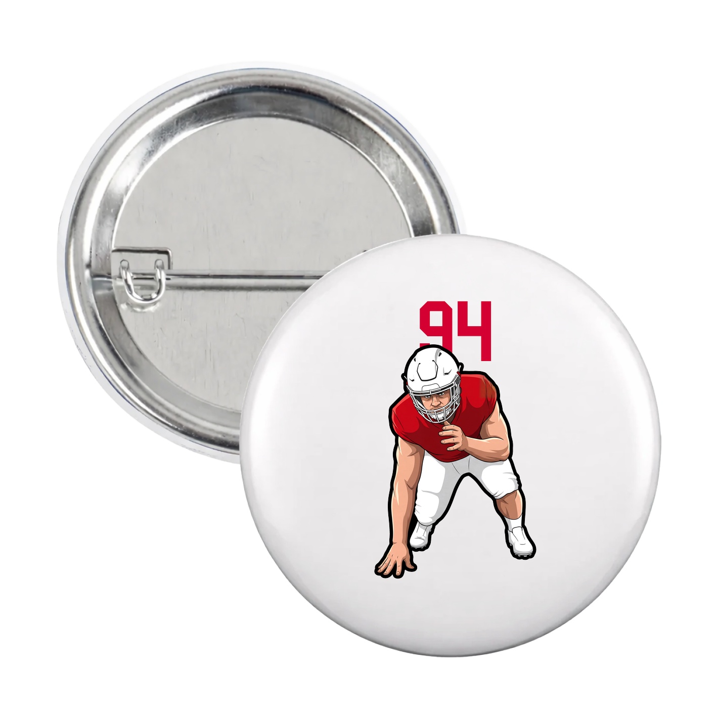 Game Day Button — Number Top in White