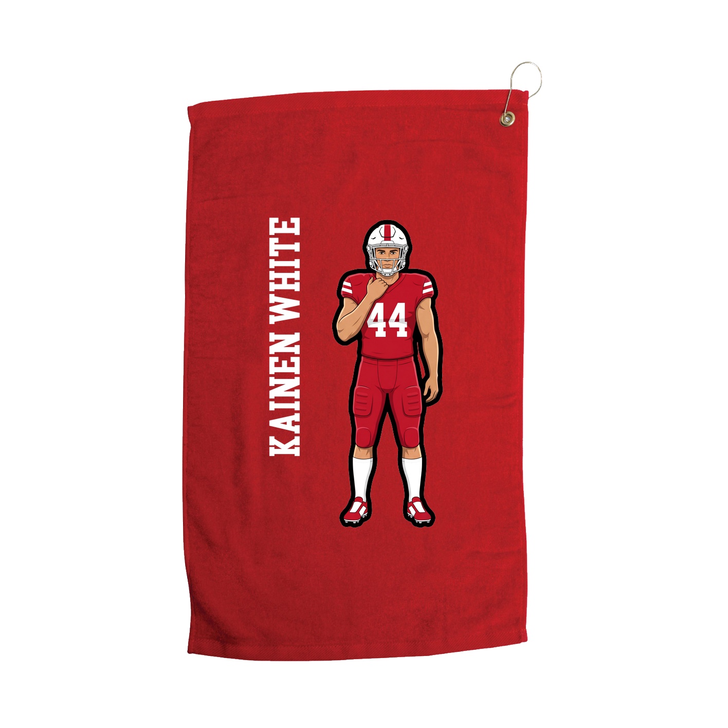 Golf Towel — Name Vertical in Red