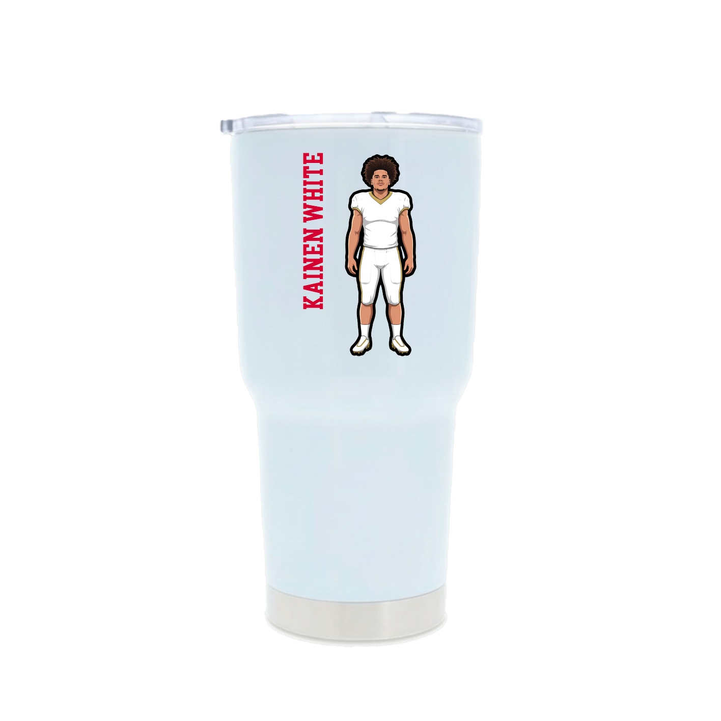 30oz Stainless Steel Tumbler — Name Vertical in White