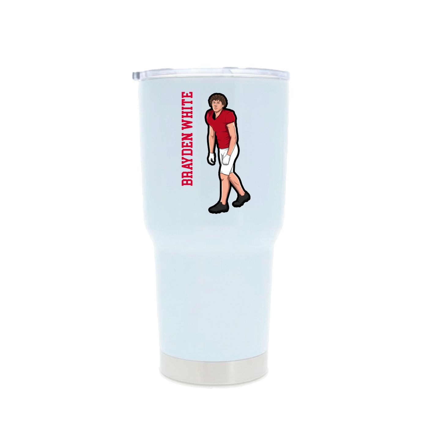 30oz Stainless Steel Tumbler — Name Vertical in White