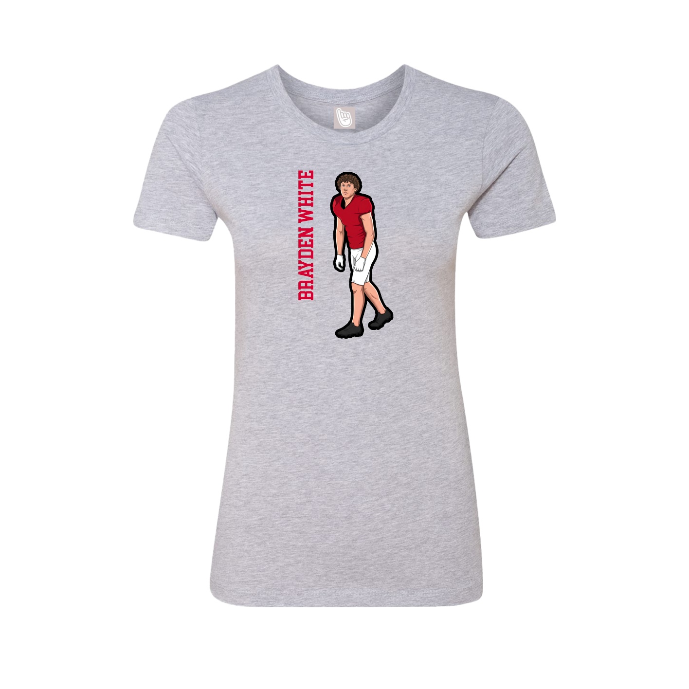 Fitted Women's Tee — Name Vertical in Grey