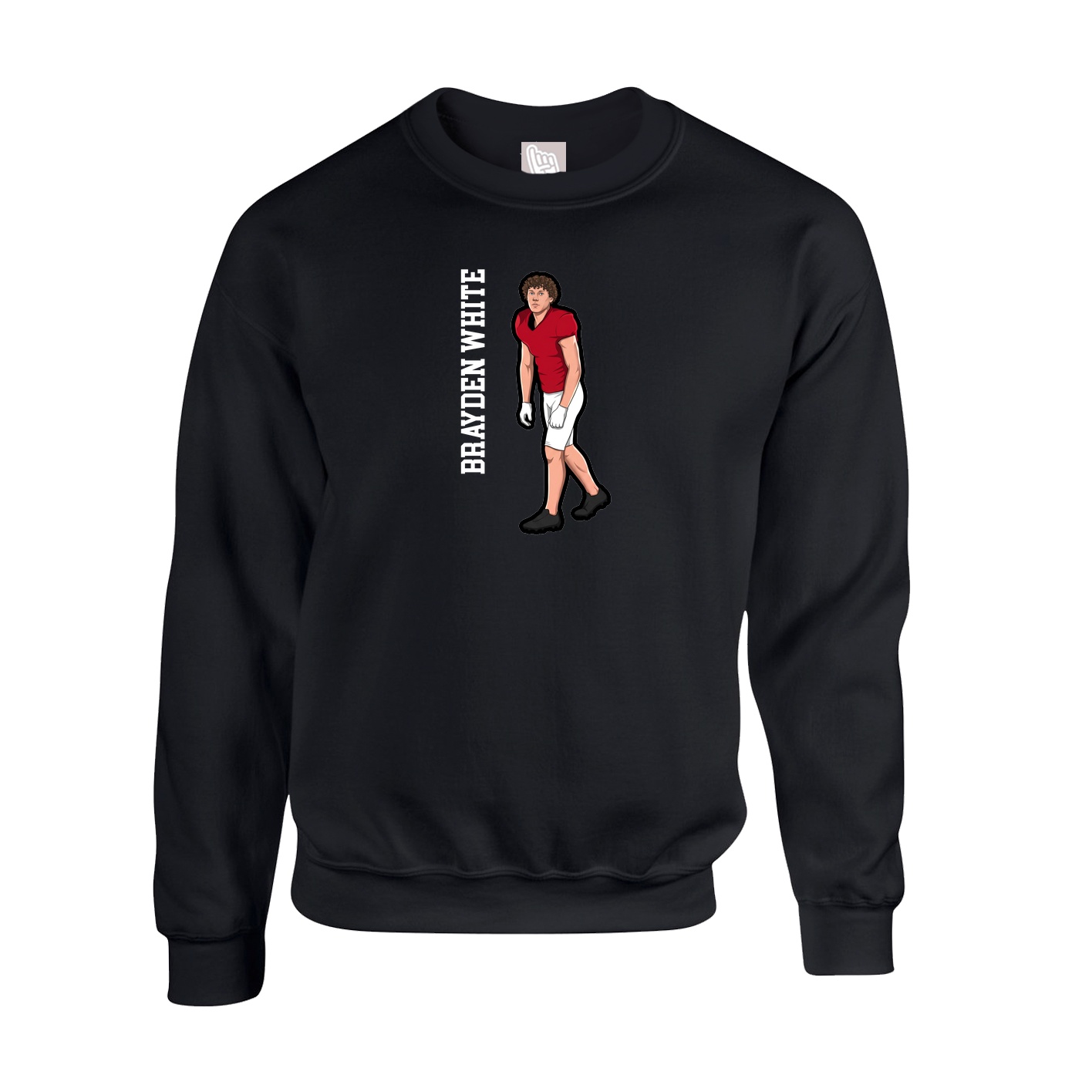 Fleece Crew — Name Vertical in Black